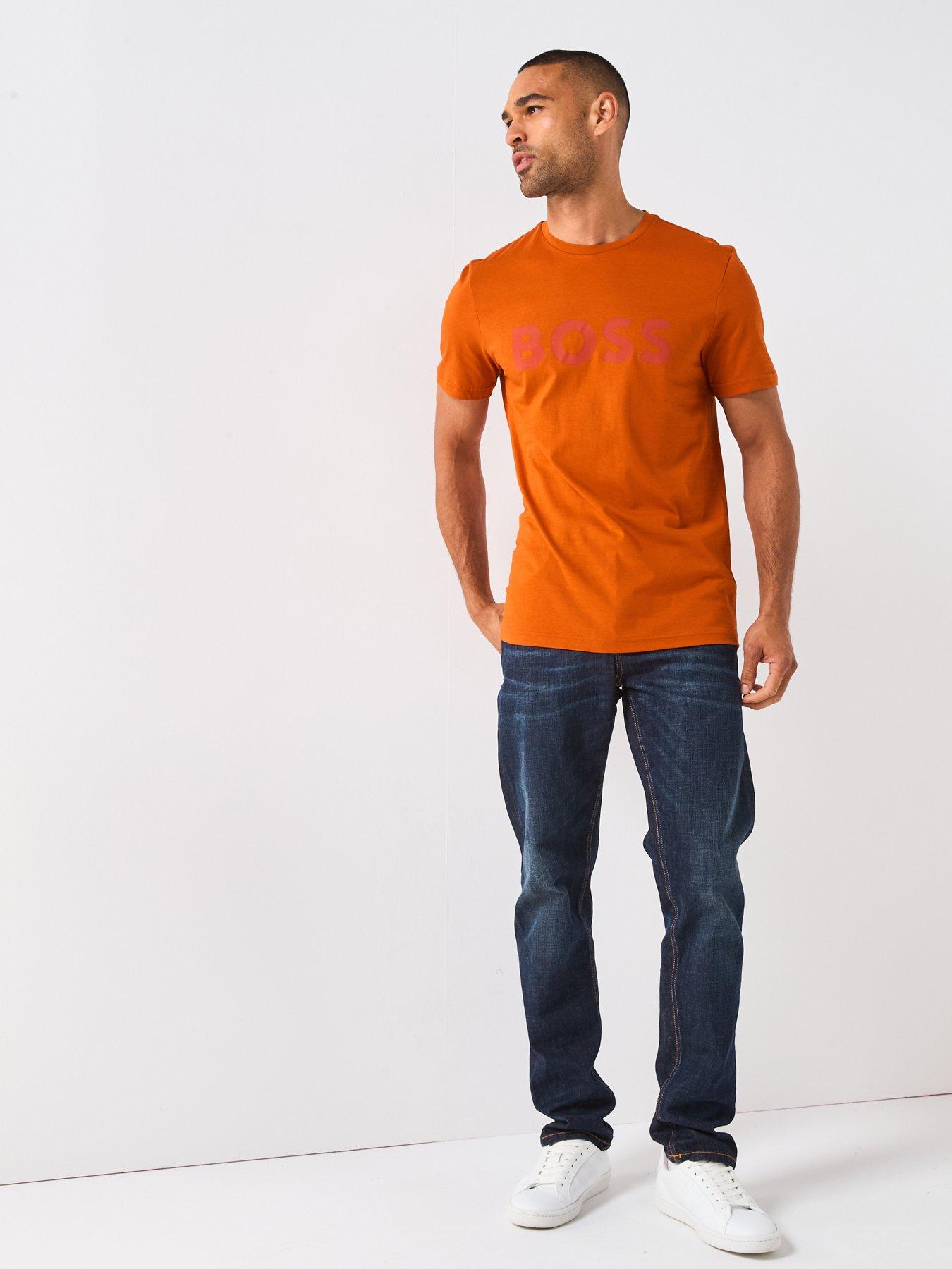 Image 3 of 4 of BOSS Thinking 1 Regular Fit Large Logo T-Shirt - Orange
