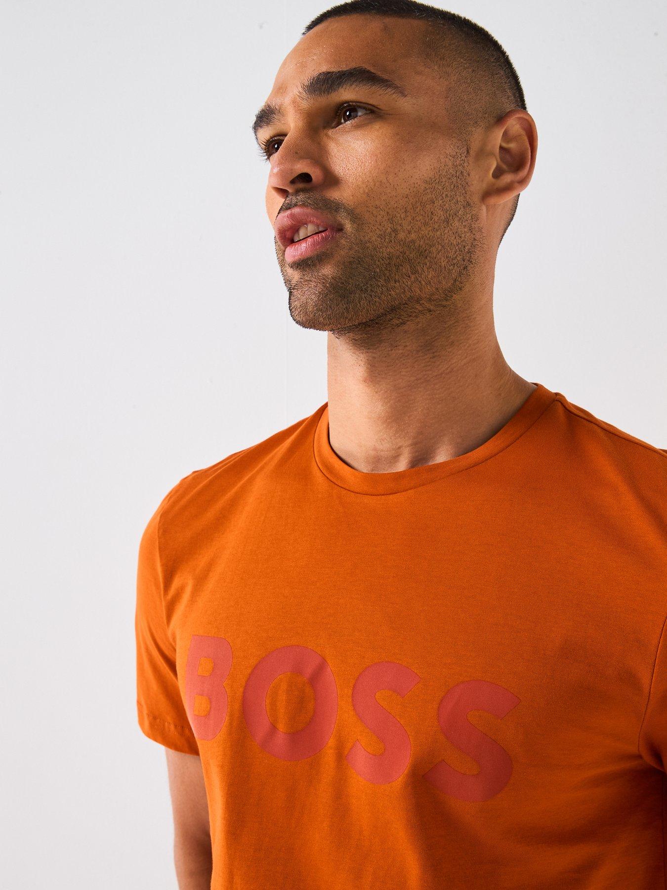Image 4 of 4 of BOSS Thinking 1 Regular Fit Large Logo T-Shirt - Orange