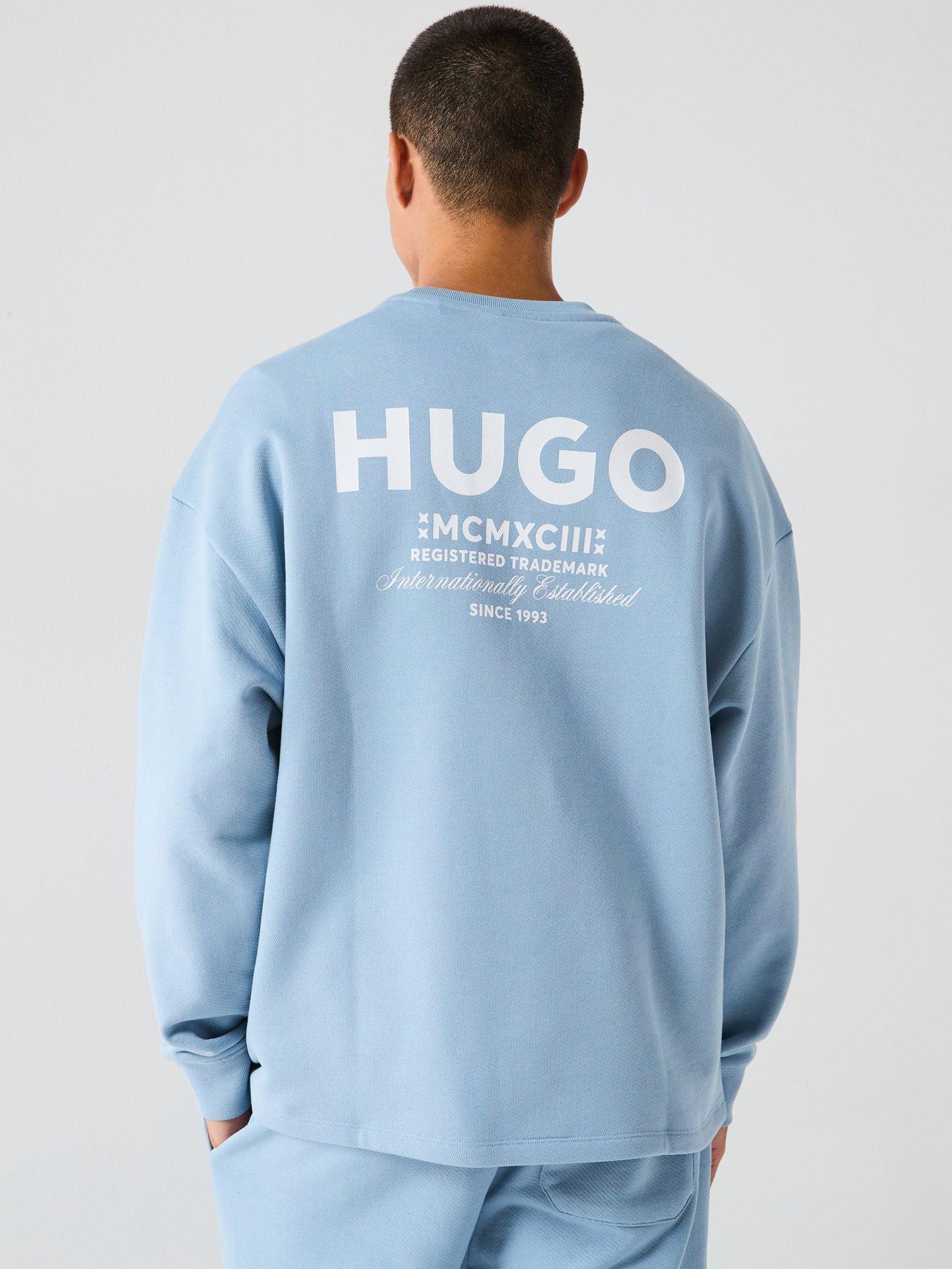  image of hugo-blue-naviu-loose-international-logo-crew-sweat-light-blue