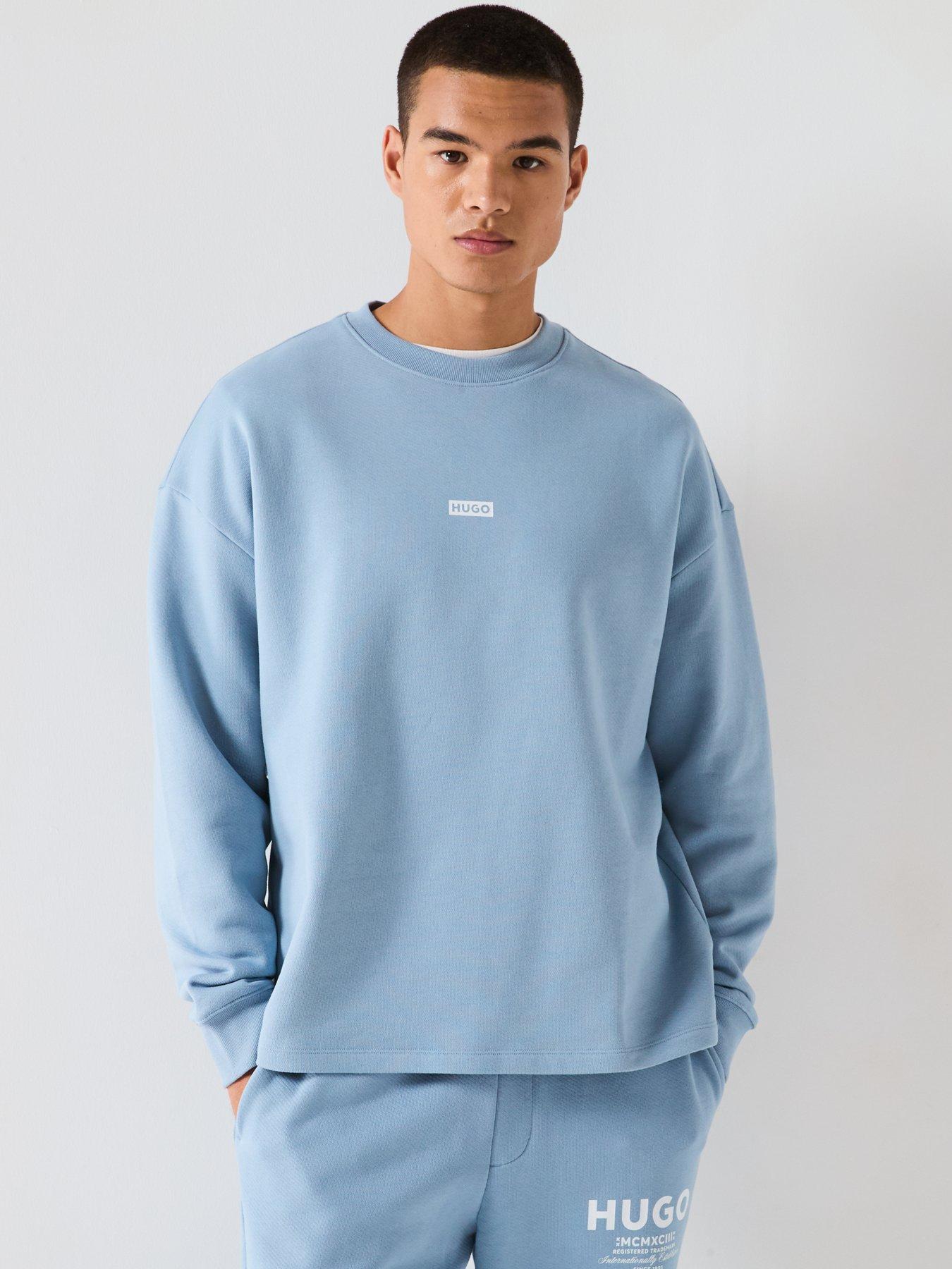  image of hugo-blue-naviu-loose-international-logo-crew-sweat-light-blue