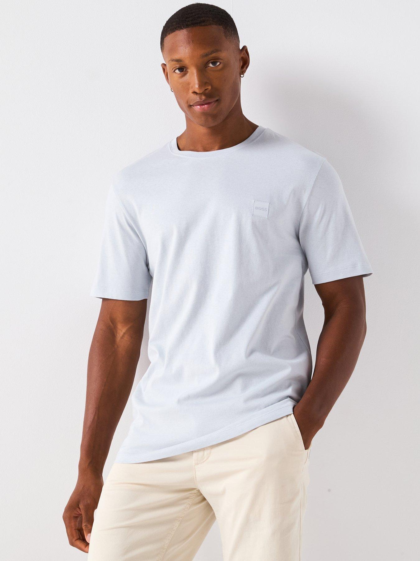 Image 1 of 6 of BOSS Tales Tonal Logo Relaxed Fit T-Shirt - Light Grey