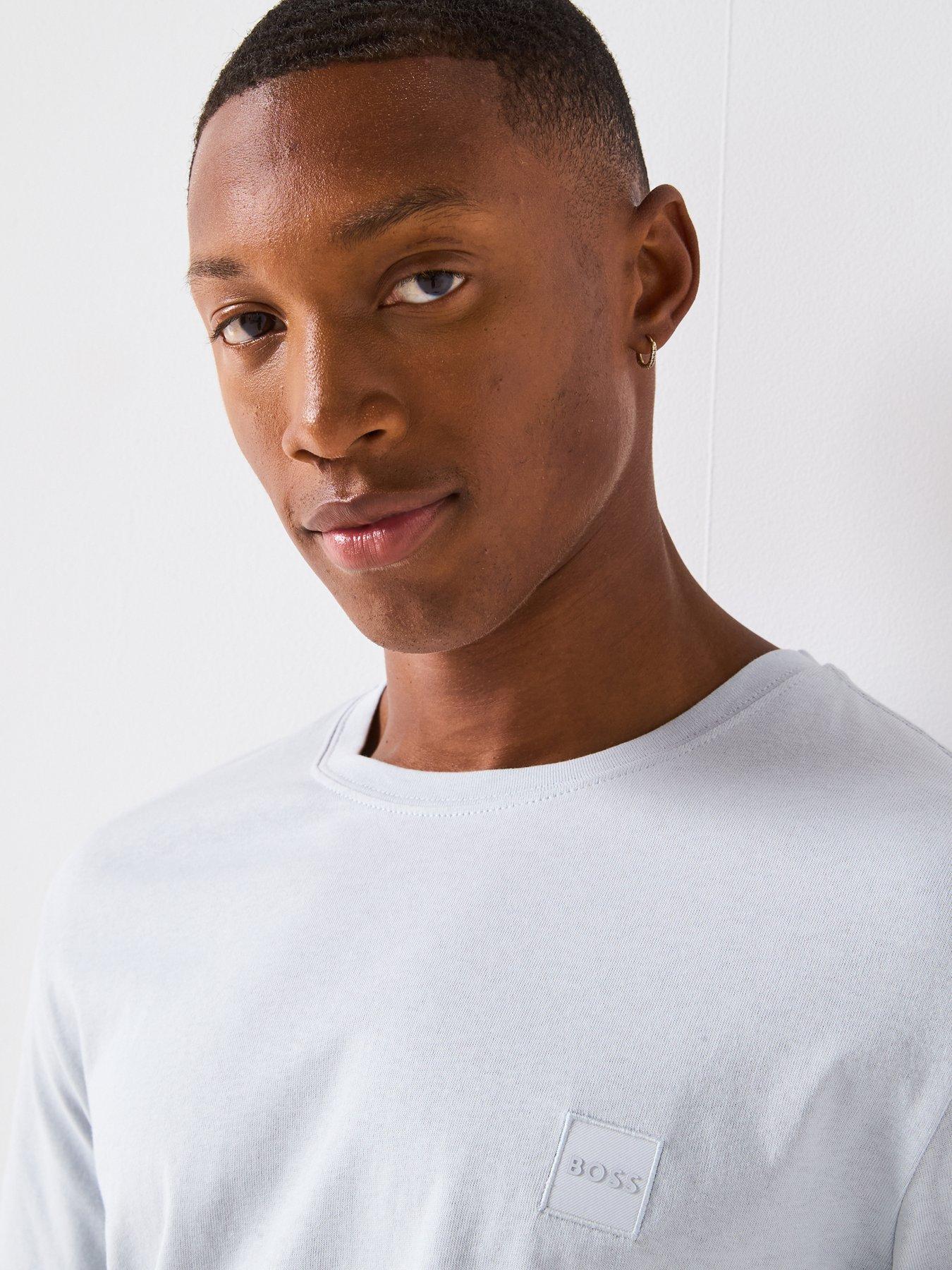 Image 4 of 6 of BOSS Tales Tonal Logo Relaxed Fit T-Shirt - Light Grey