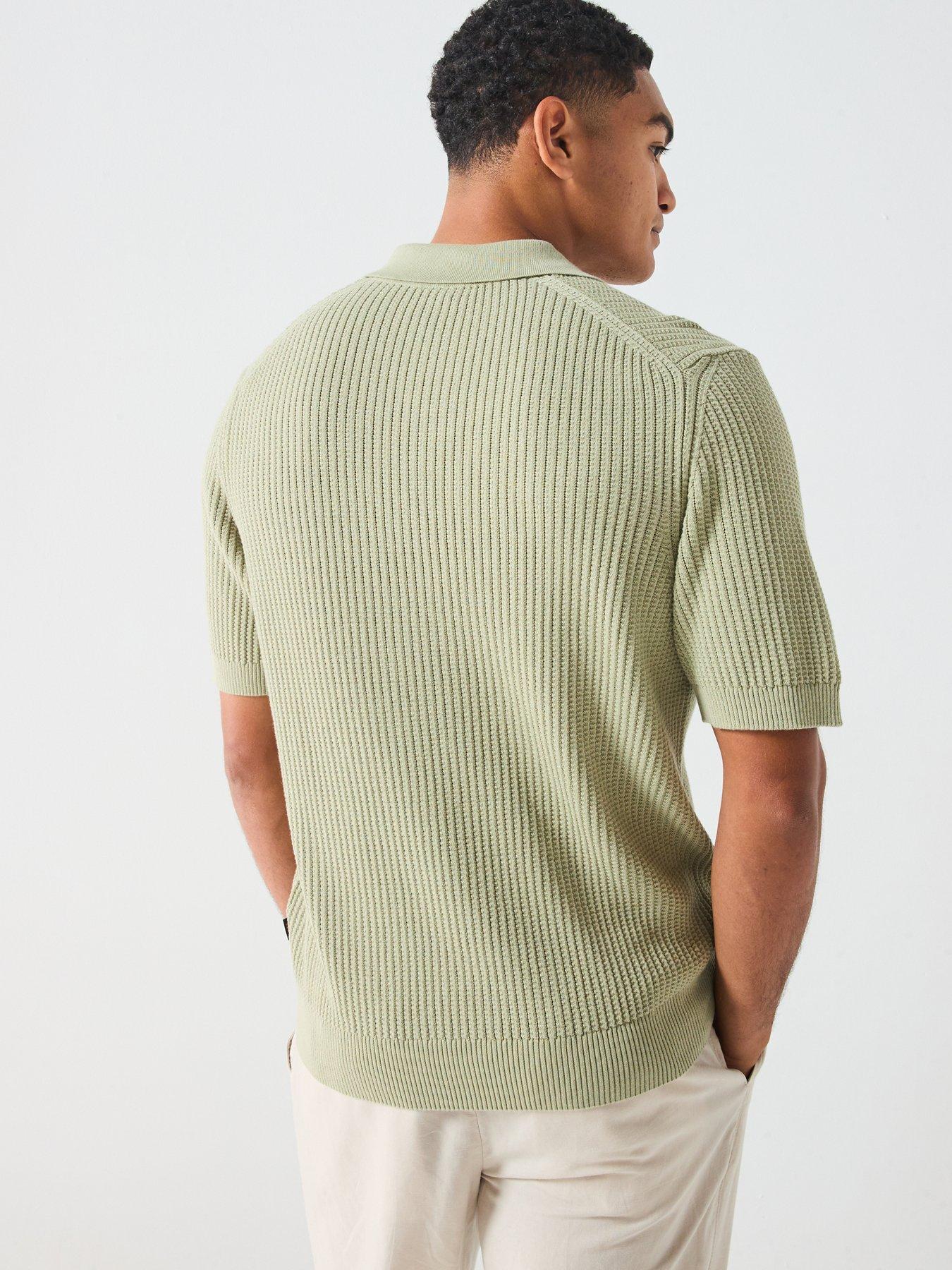 Image 2 of 6 of BOSS Akoppo Regular Fit Knitted Polo Shirt - Green
