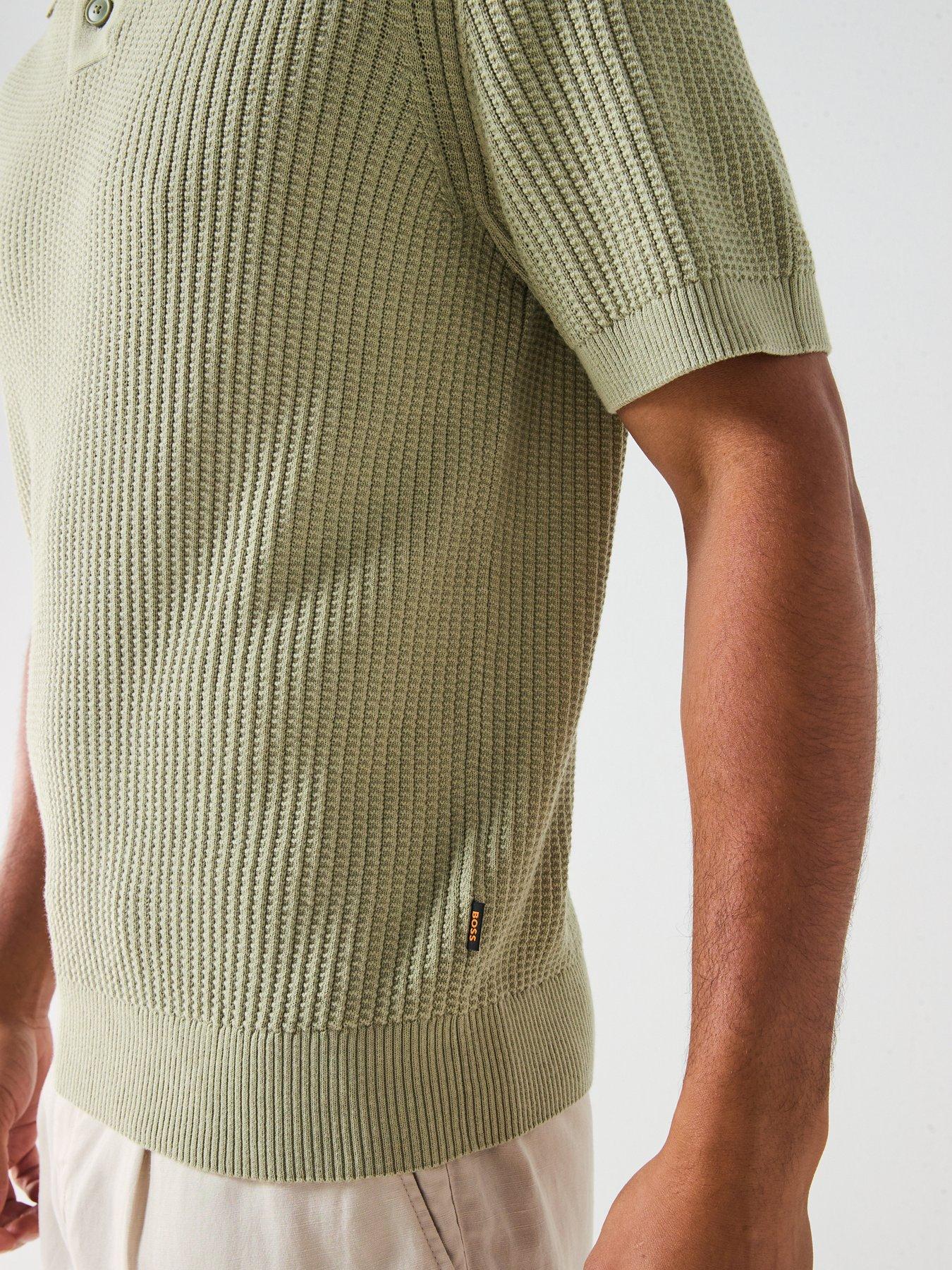 Image 4 of 6 of BOSS Akoppo Regular Fit Knitted Polo Shirt - Green