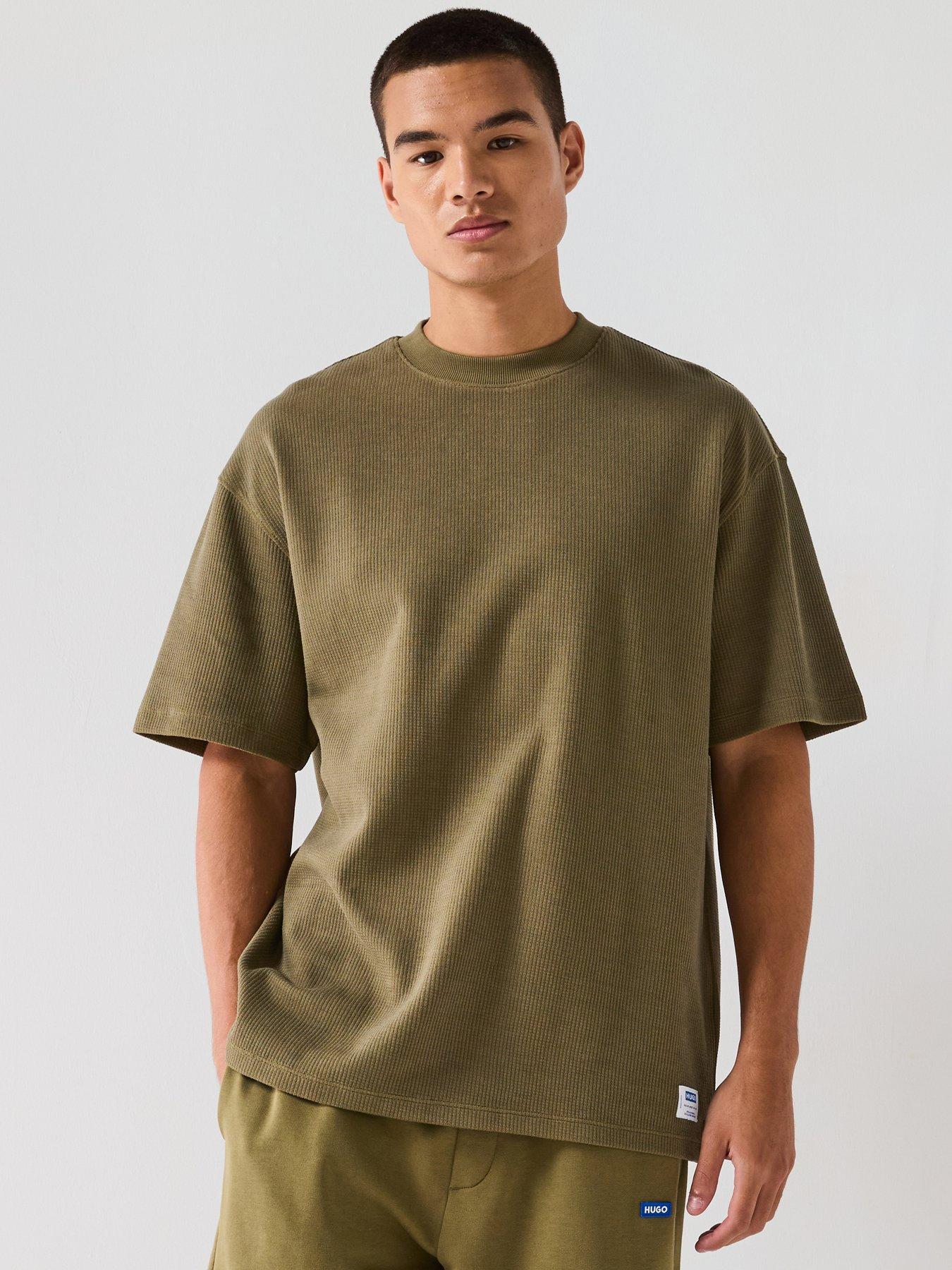 HUGO Blue Nuwafflo Waffle Loose Fit T-Shirt - Green