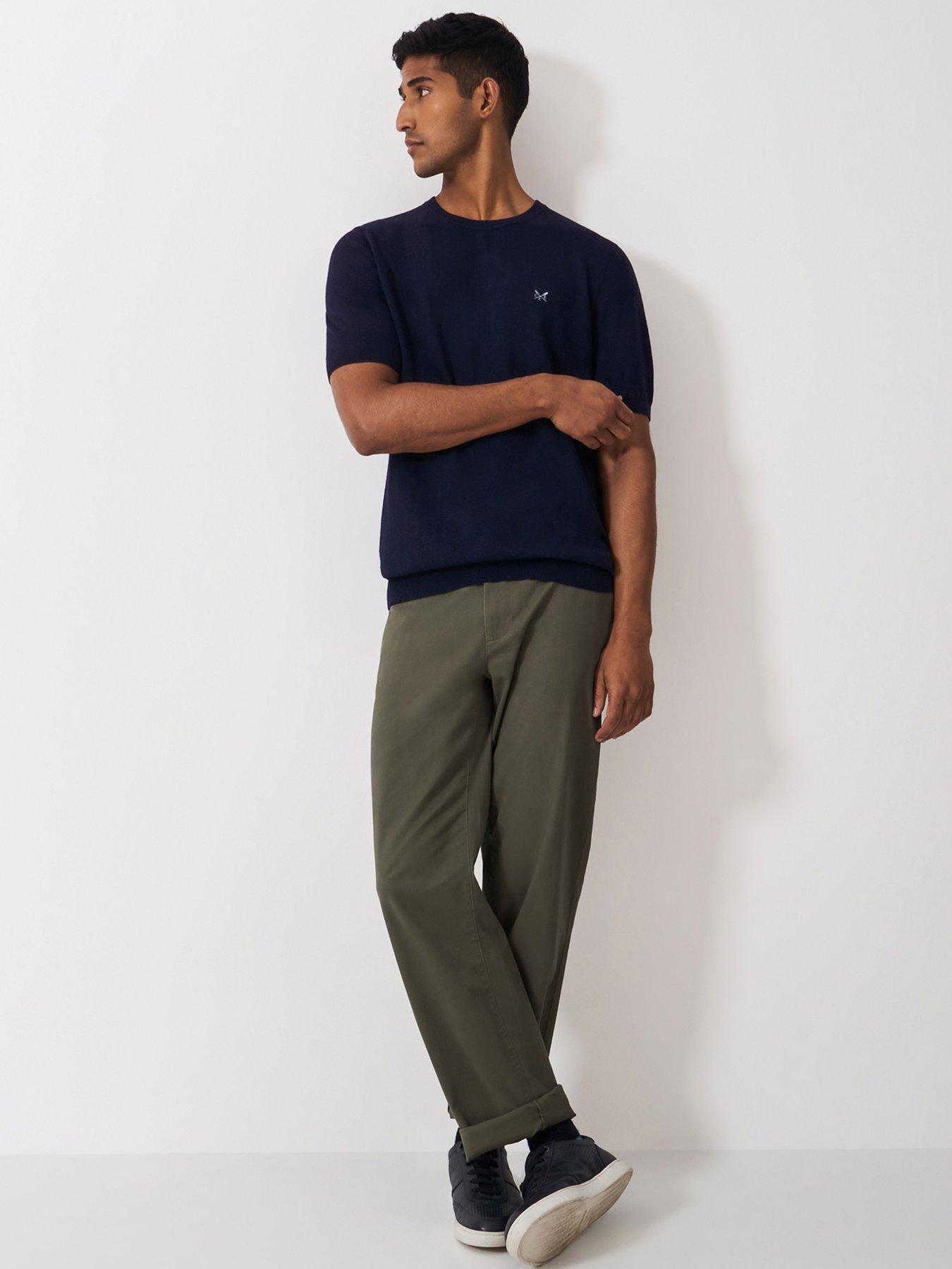  image of crew-clothing-cotton-blend-crew-neck-short-sleeve-t-shirt-navy
