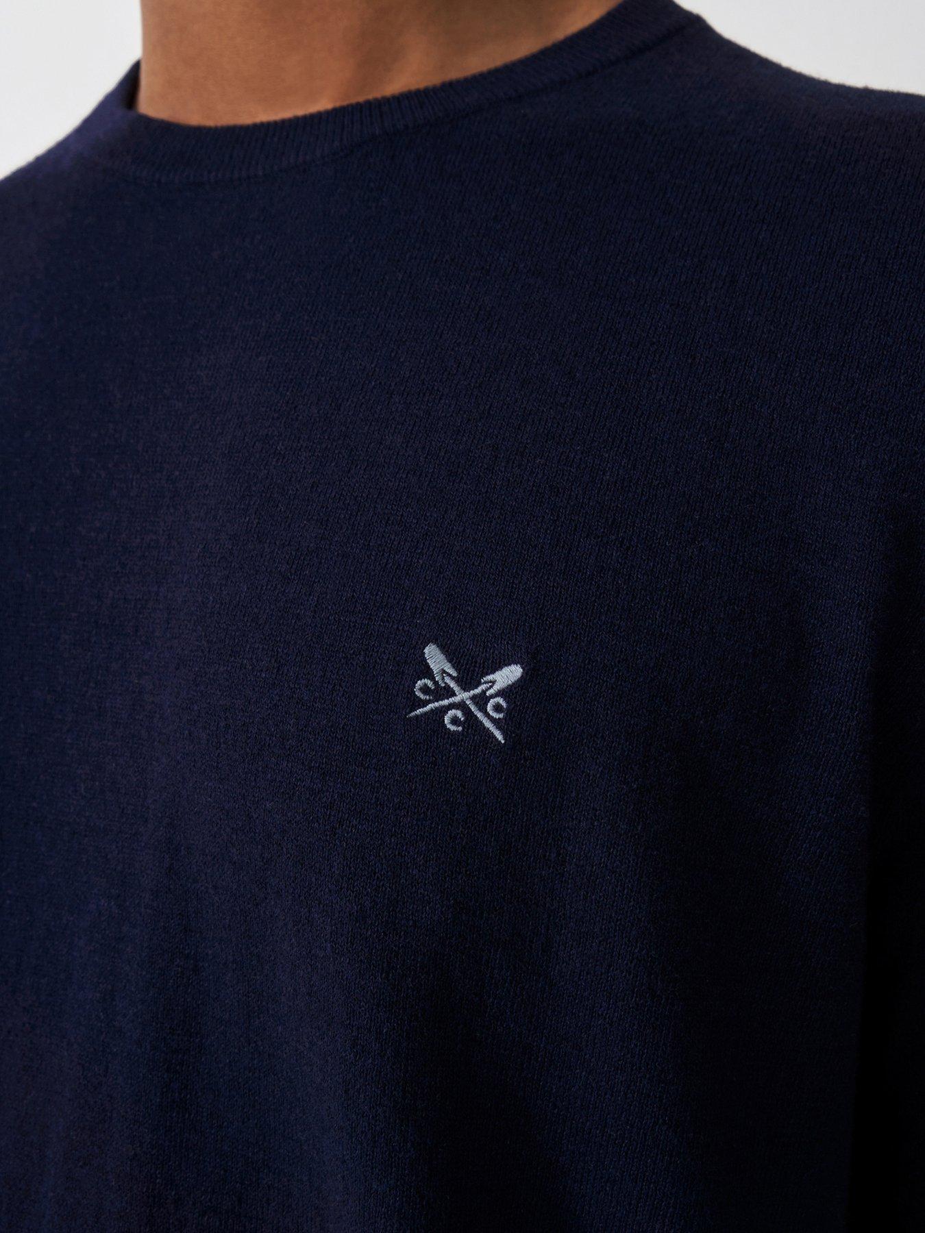 image of crew-clothing-cotton-blend-crew-neck-short-sleeve-t-shirt-navy