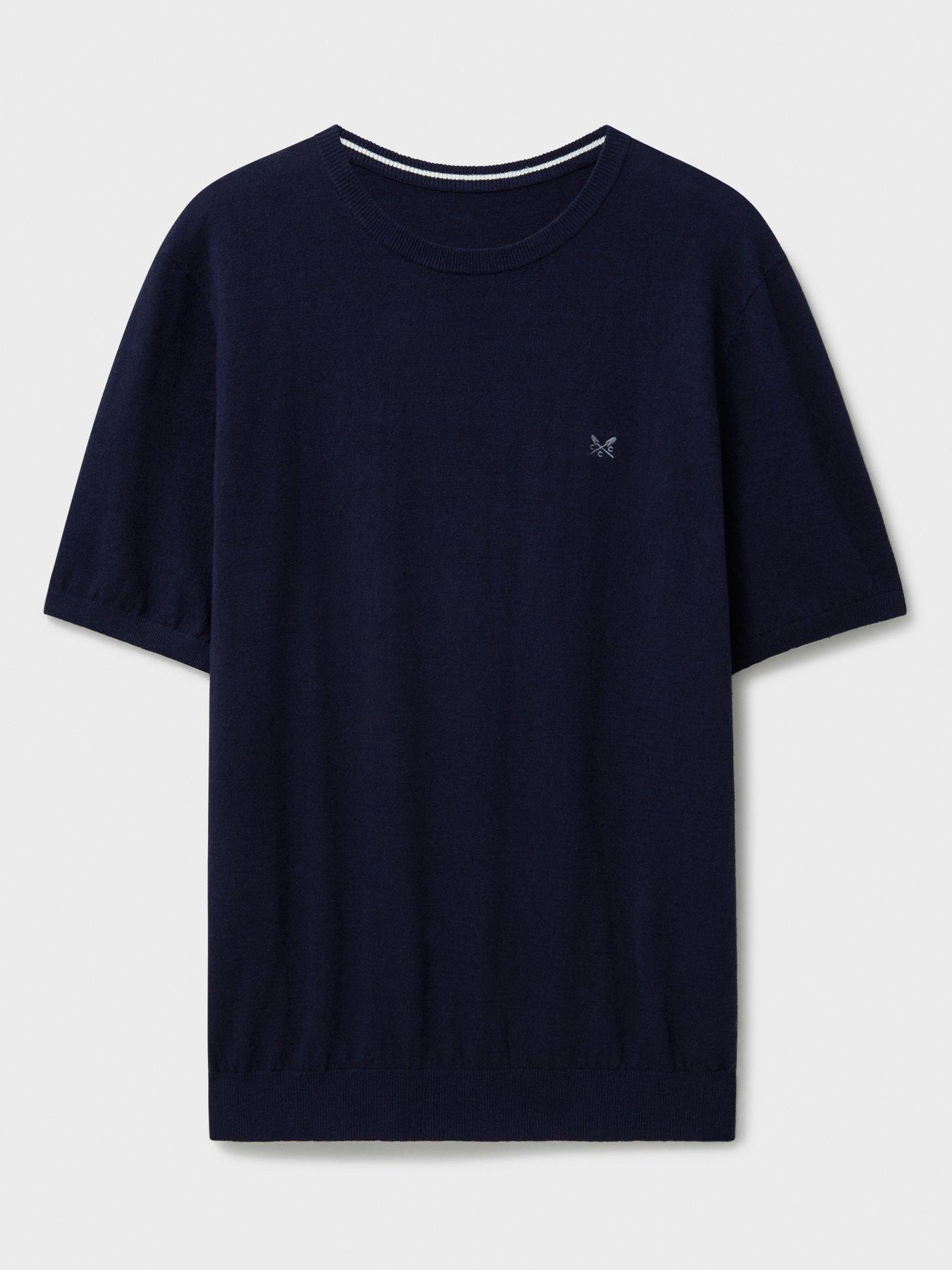  image of crew-clothing-cotton-blend-crew-neck-short-sleeve-t-shirt-navy