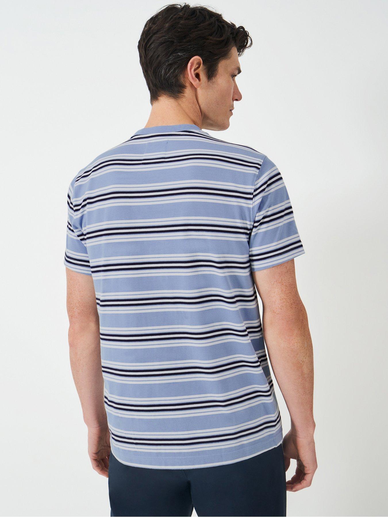  image of crew-clothing-bolton-stripe-short-sleeve-t-shirt-light-blue