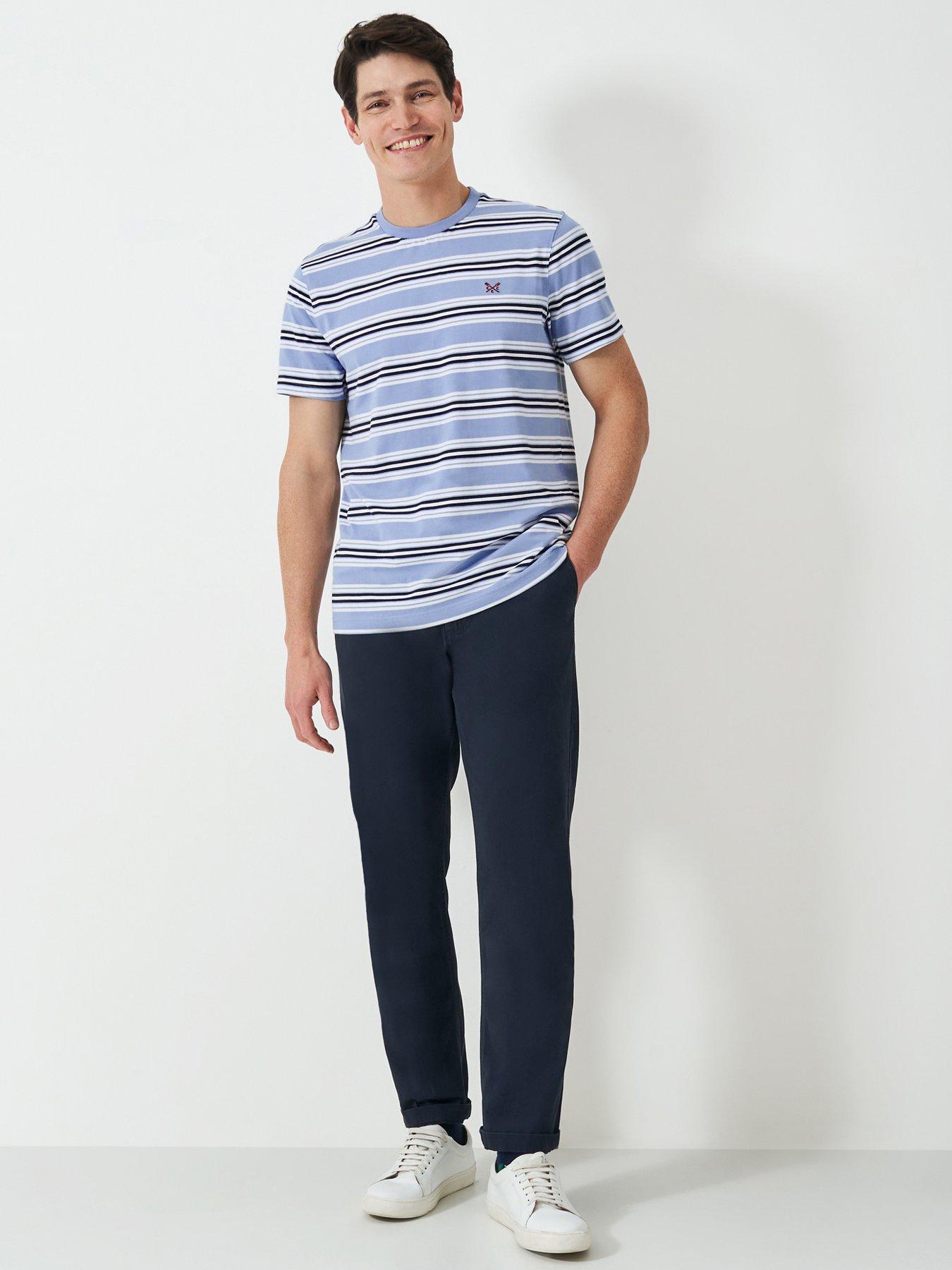  image of crew-clothing-bolton-stripe-short-sleeve-t-shirt-light-blue