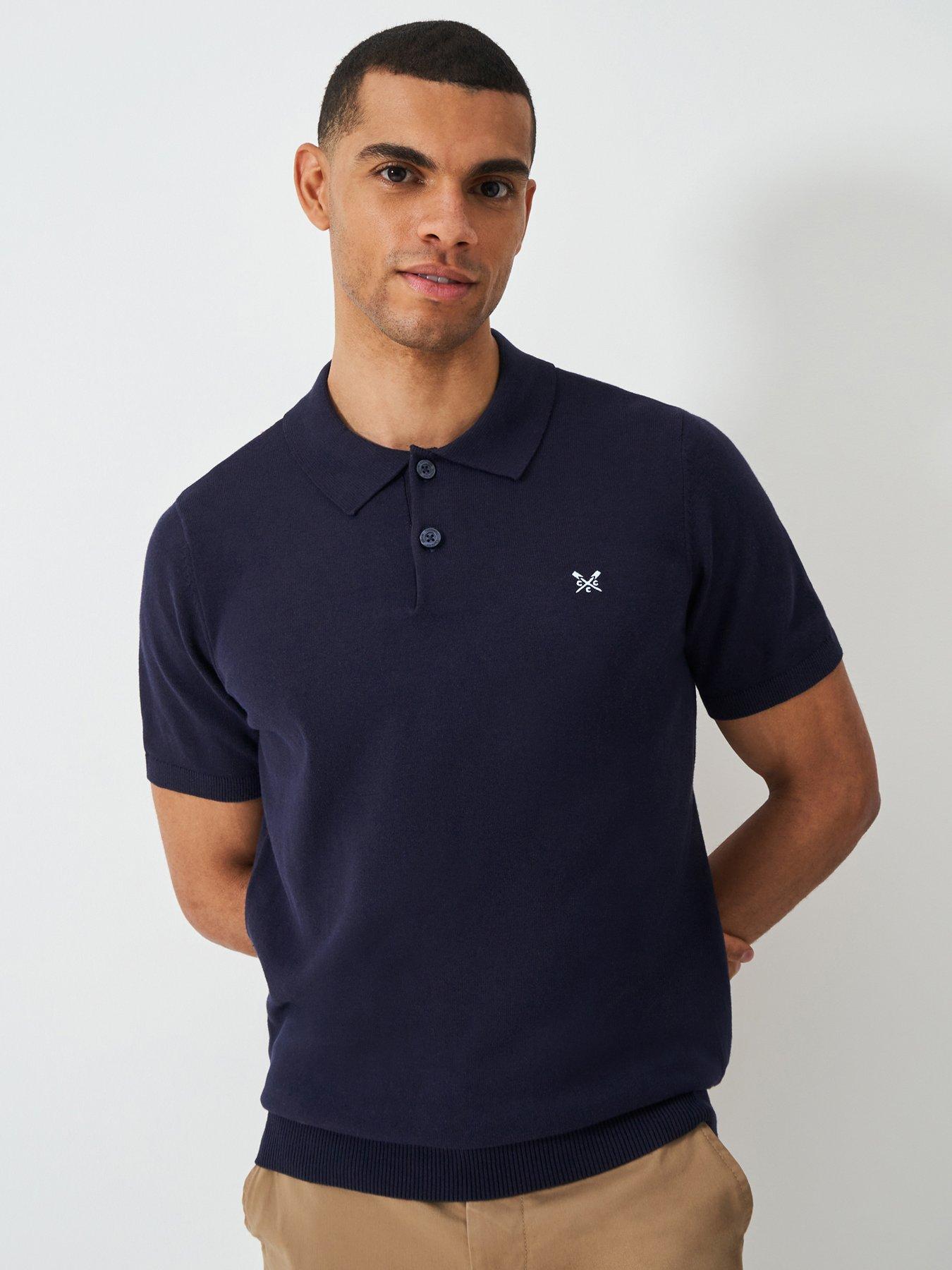 undefined Knitted Jersey Short Sleeve Polo Shirt - Dark Blue