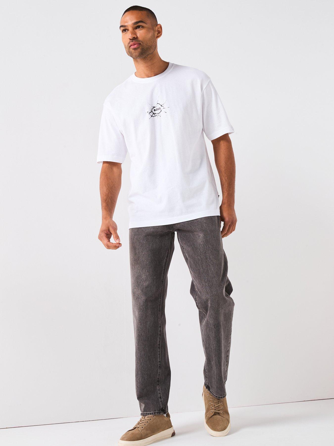 Image 3 of 5 of BOSS Voyage Relaxed Fit Small Crack Logo T-Shirt - White