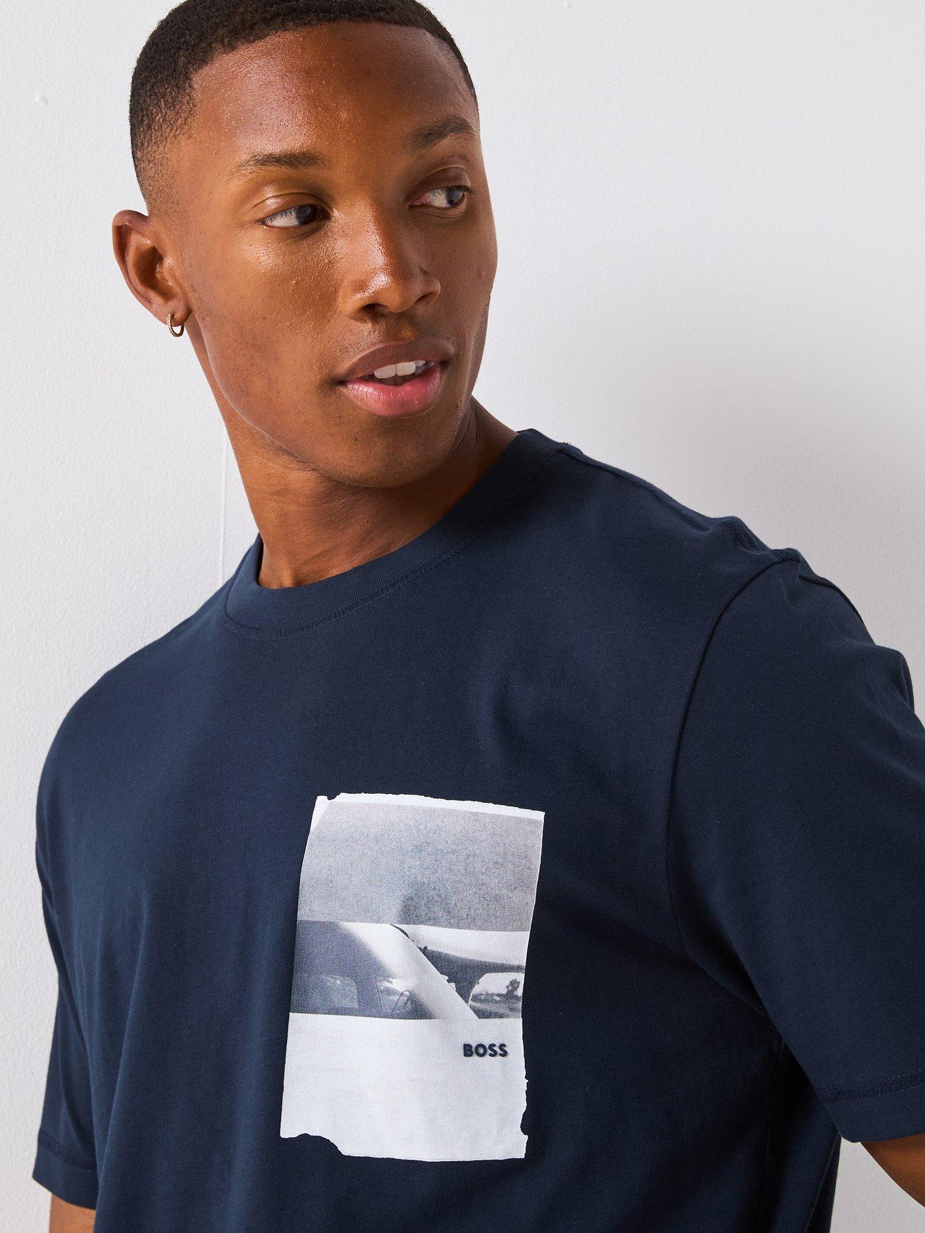 BOSS Container Regular Fit Chest Graphic T-shirt - Navy | Littlewoods