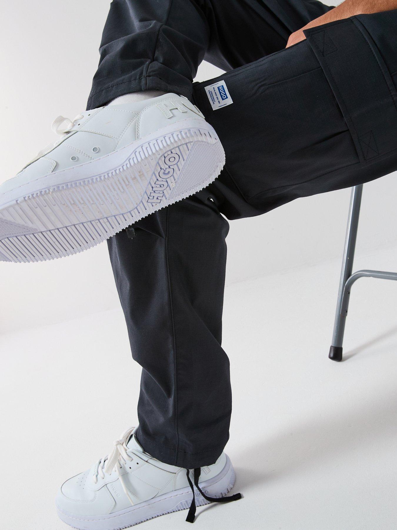 Image 4 of 6 of HUGO Blue Gadic242 Relaxed Fit Ripstop Cargo Trousers - Black