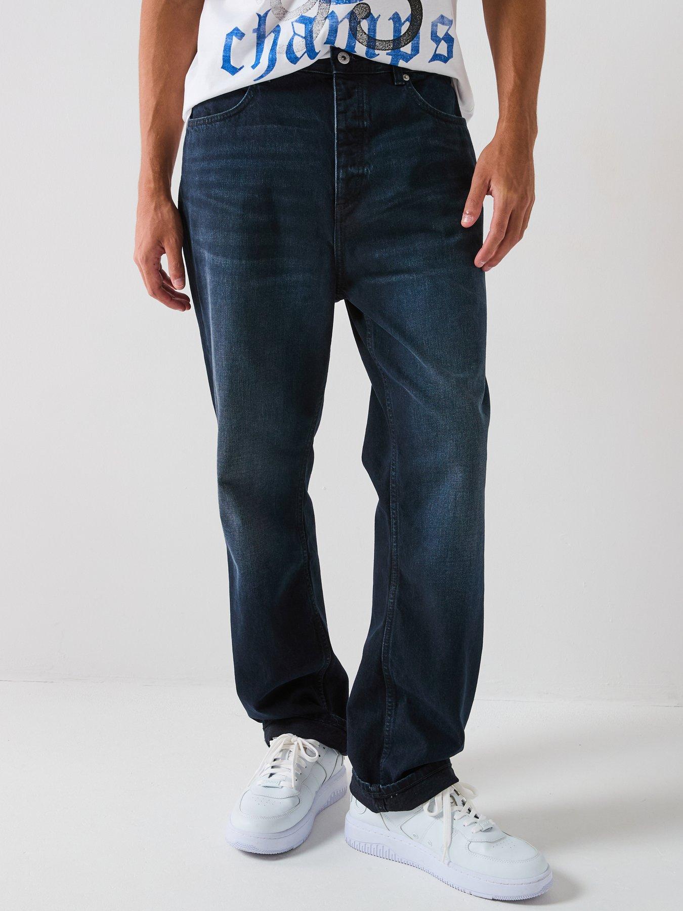 HUGO Blue Nate Baggy Fit Jeans - Dark Blue