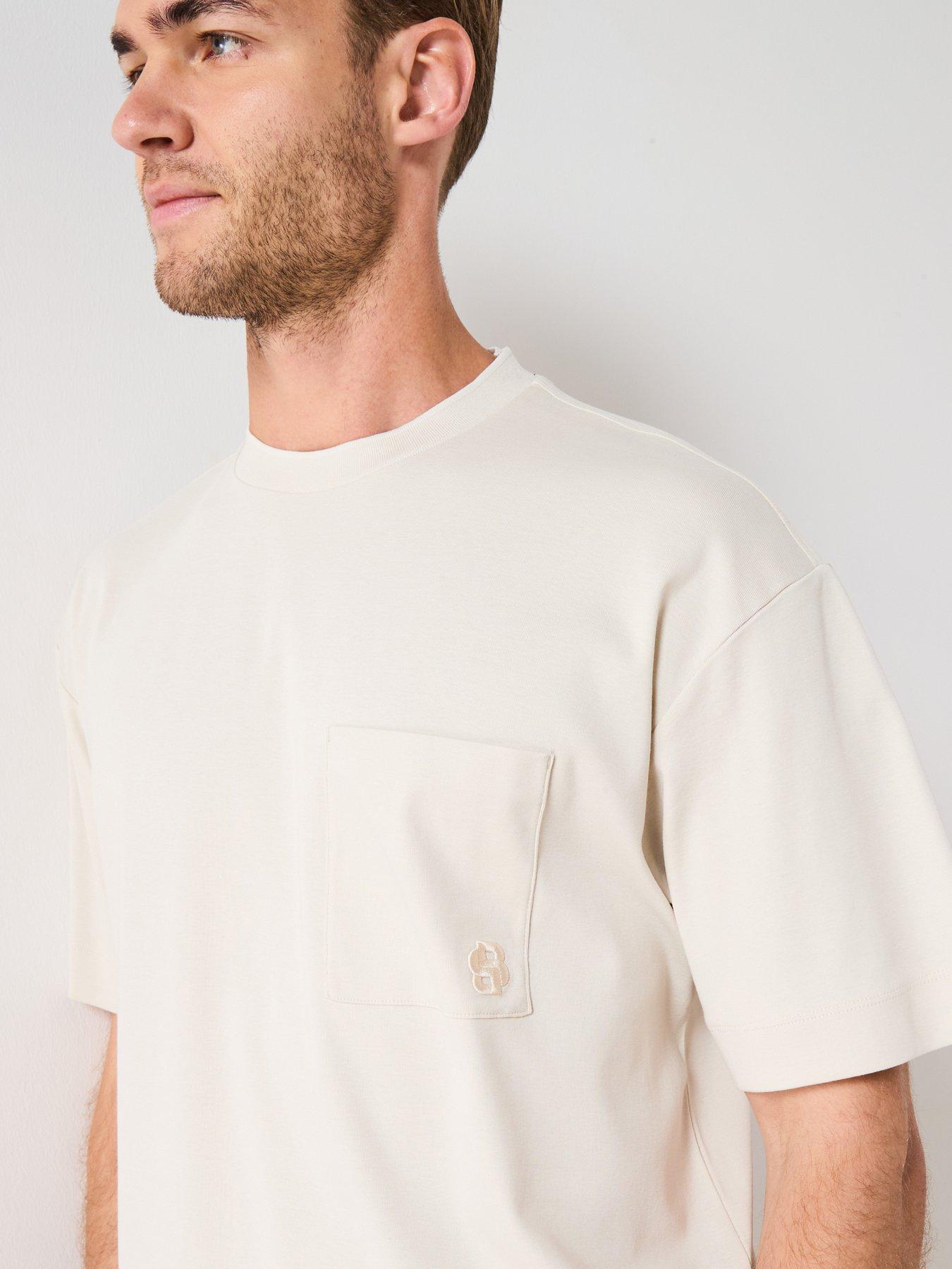 BOSS C-Tames 116 Embroidered Logo Pocket T-Shirt - Cream