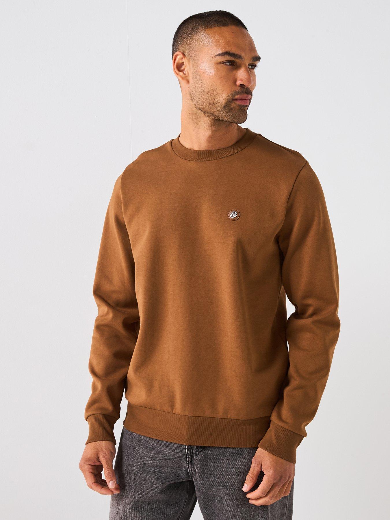 undefined Sharpe 01 Regular Fit Nickel Logo Crew Sweat - Brown