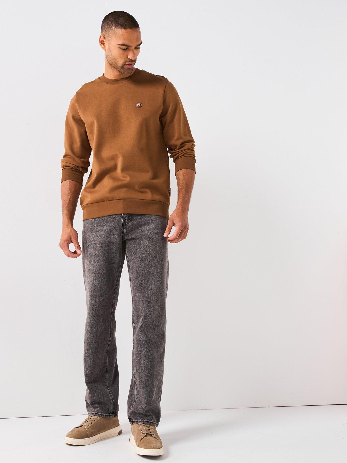 Image 3 of 5 of BOSS Sharpe 01 Regular Fit Nickel Logo Crew Sweat - Brown