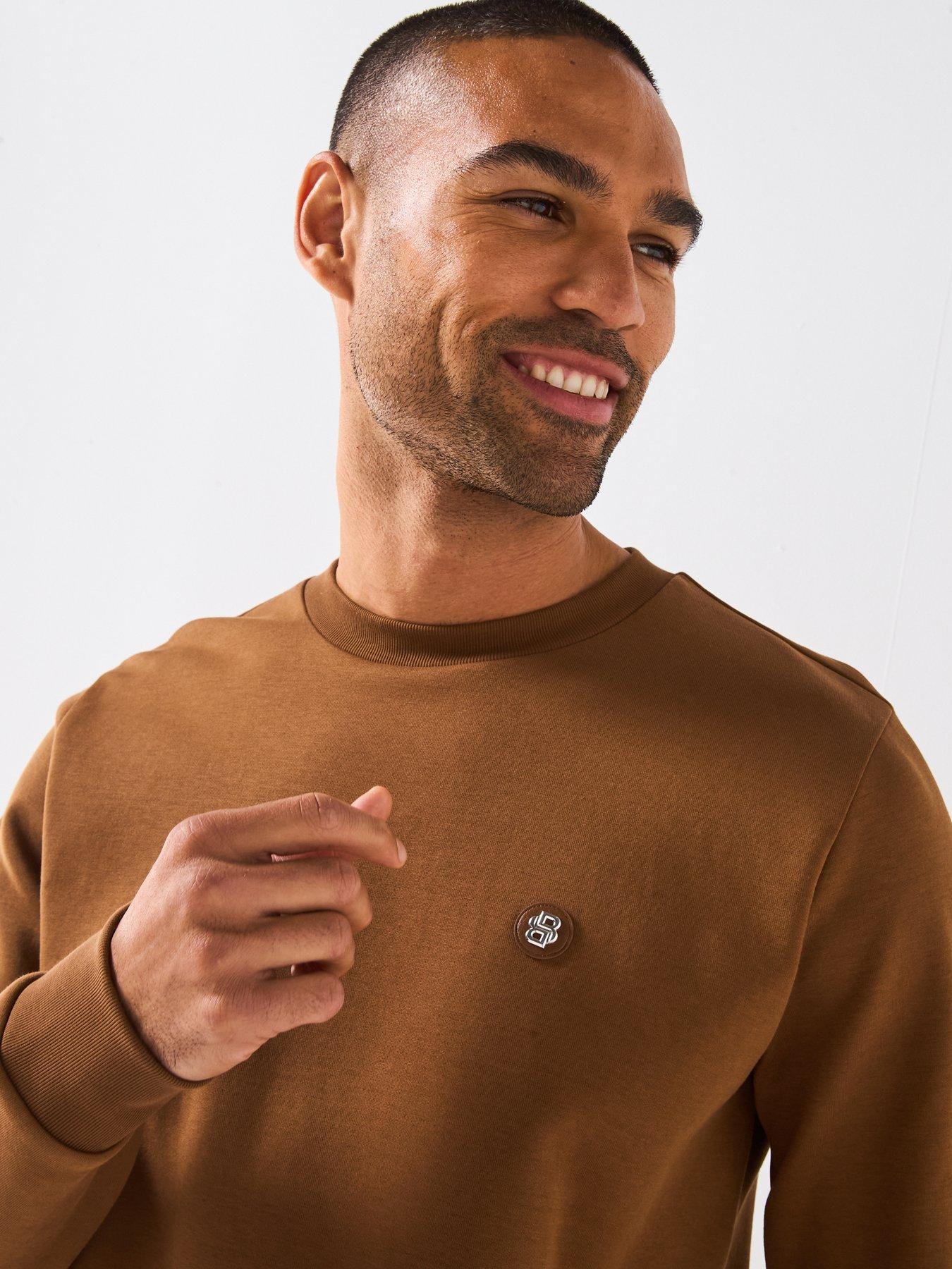 Image 5 of 5 of BOSS Sharpe 01 Regular Fit Nickel Logo Crew Sweat - Brown