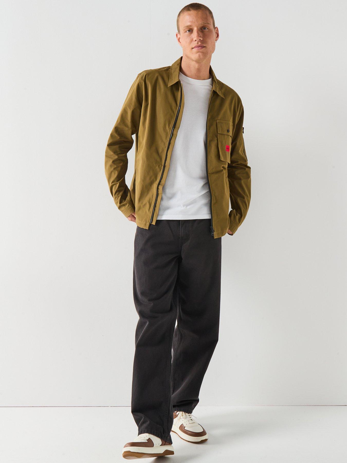 Image 3 of 6 of HUGO Emmond Patch Pocket Logo Zit Thru Overshirt - Green
