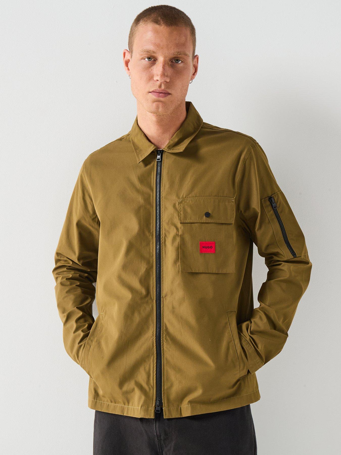 Image 5 of 6 of HUGO Emmond Patch Pocket Logo Zit Thru Overshirt - Green