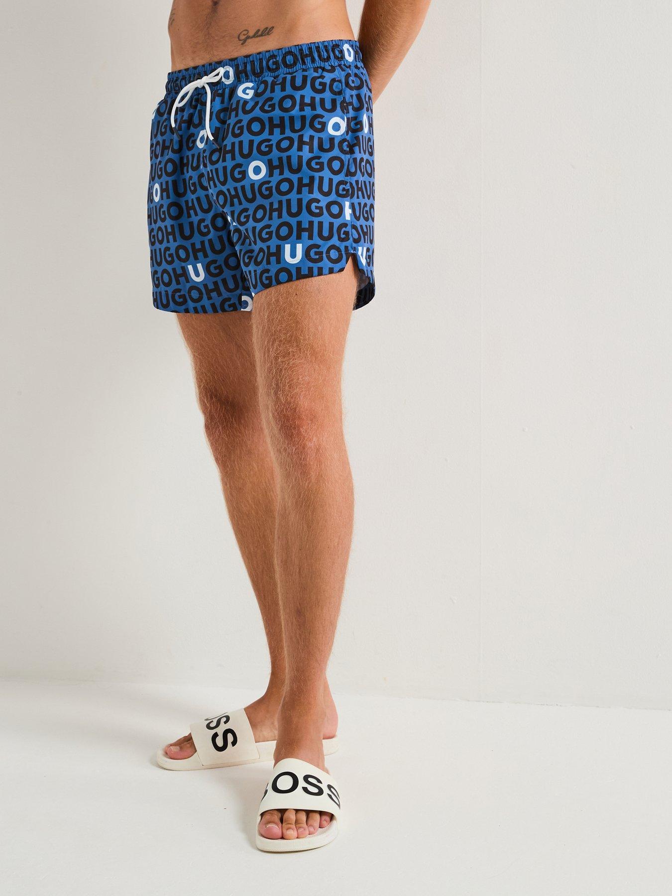 HUGO Bodywear Tortuga All Over Logo Swim Shorts - Blue