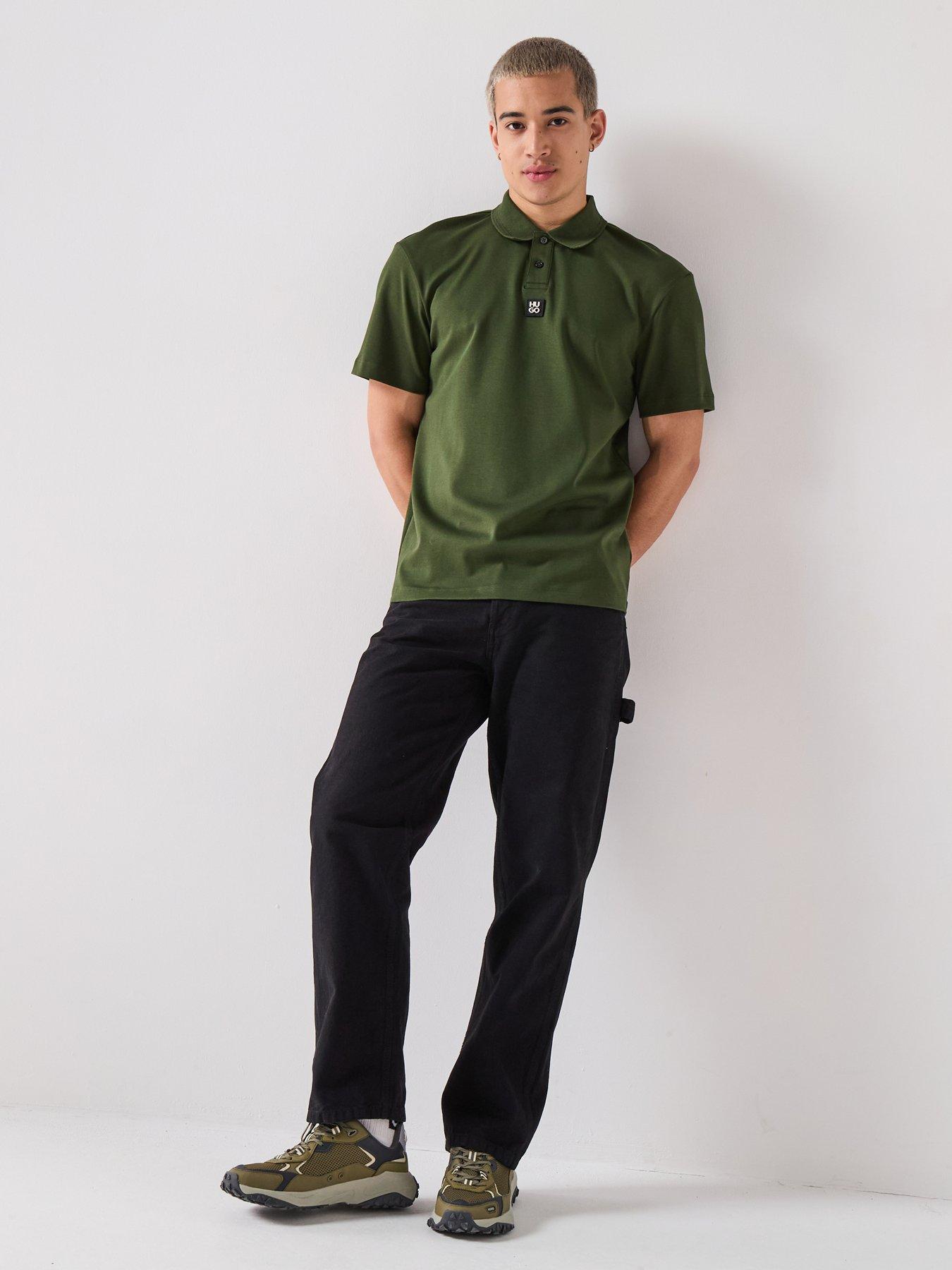 Image 3 of 6 of HUGO Deabono_D Regular Fit Centre Stacked Nikel Logo Polo Shirt - Green