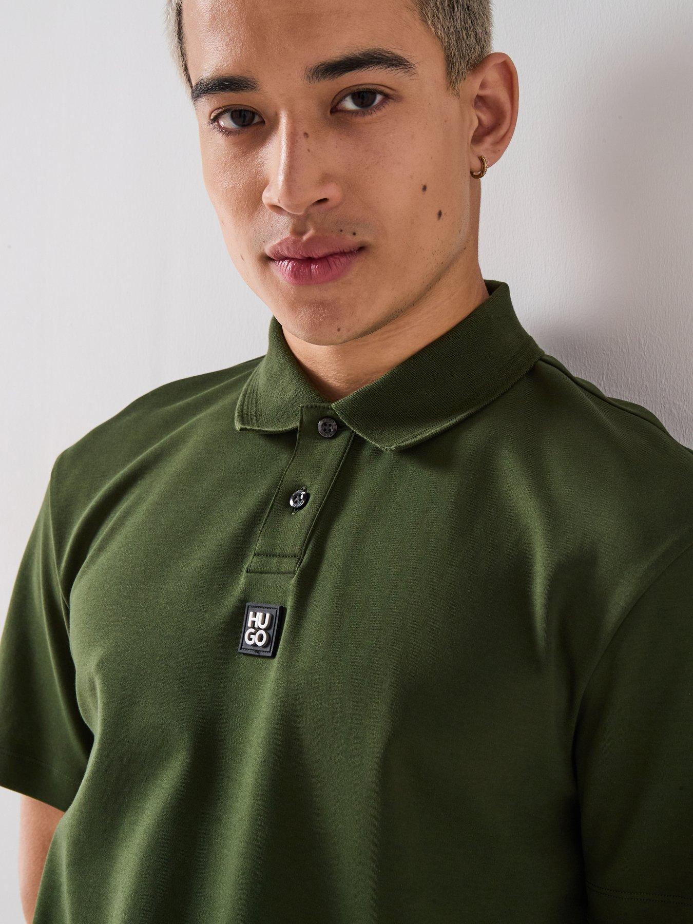  image of hugo-deabono_d-regular-fit-centre-stacked-nikel-logo-polo-shirt-green
