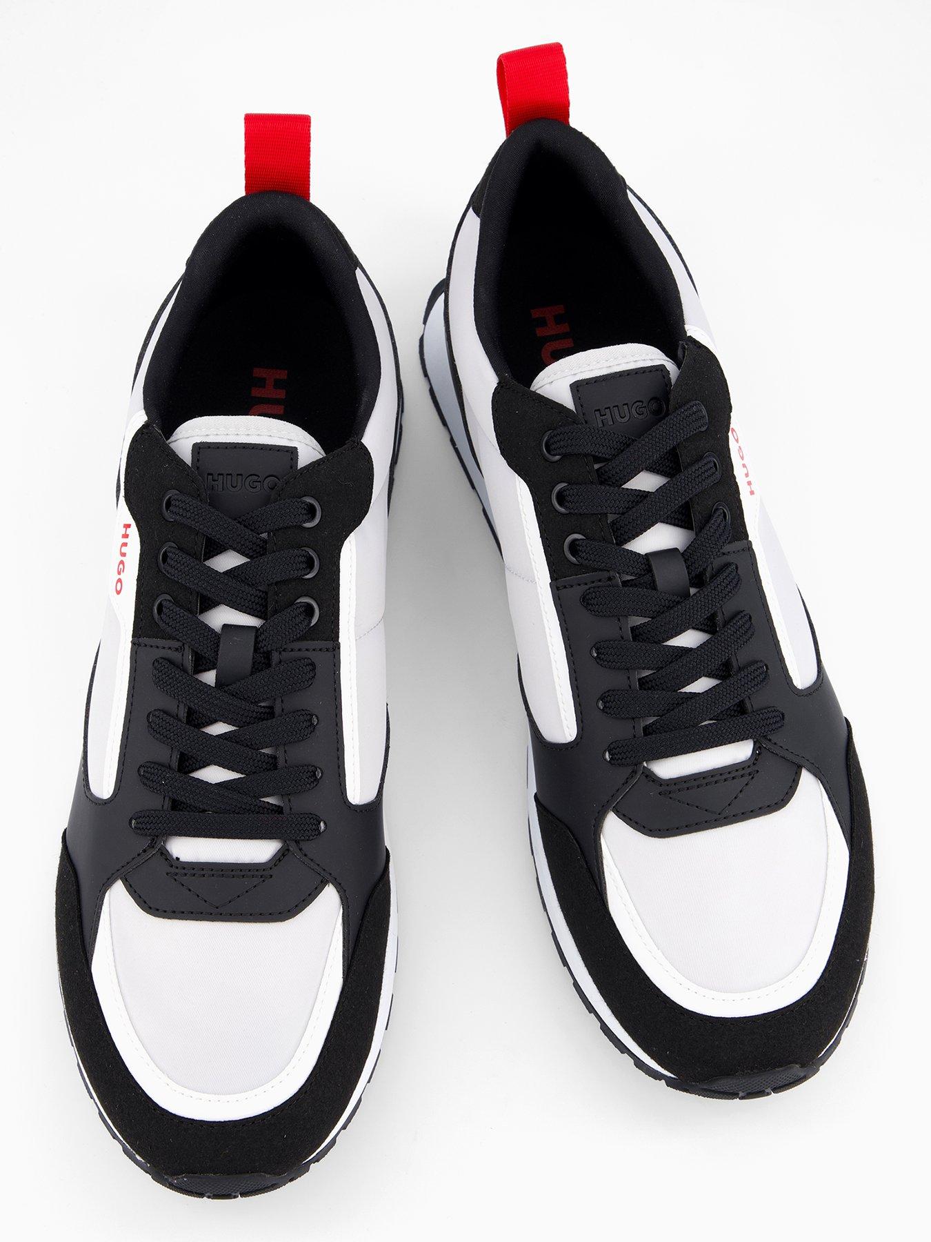 Image 3 of 7 of HUGO Icelin Nylon/Leather Lace Runner Trainers - White/Black