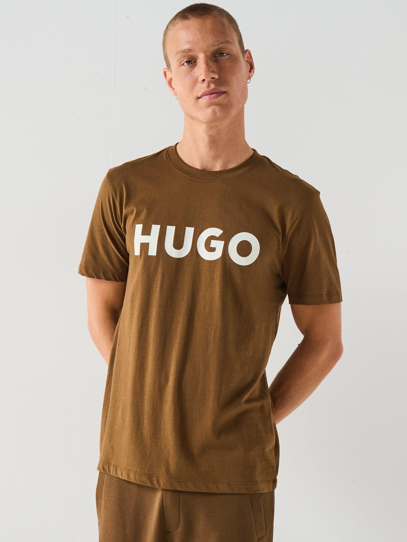  image of hugo-dulivio-regular-fit-large-logo-t-shirt-brown