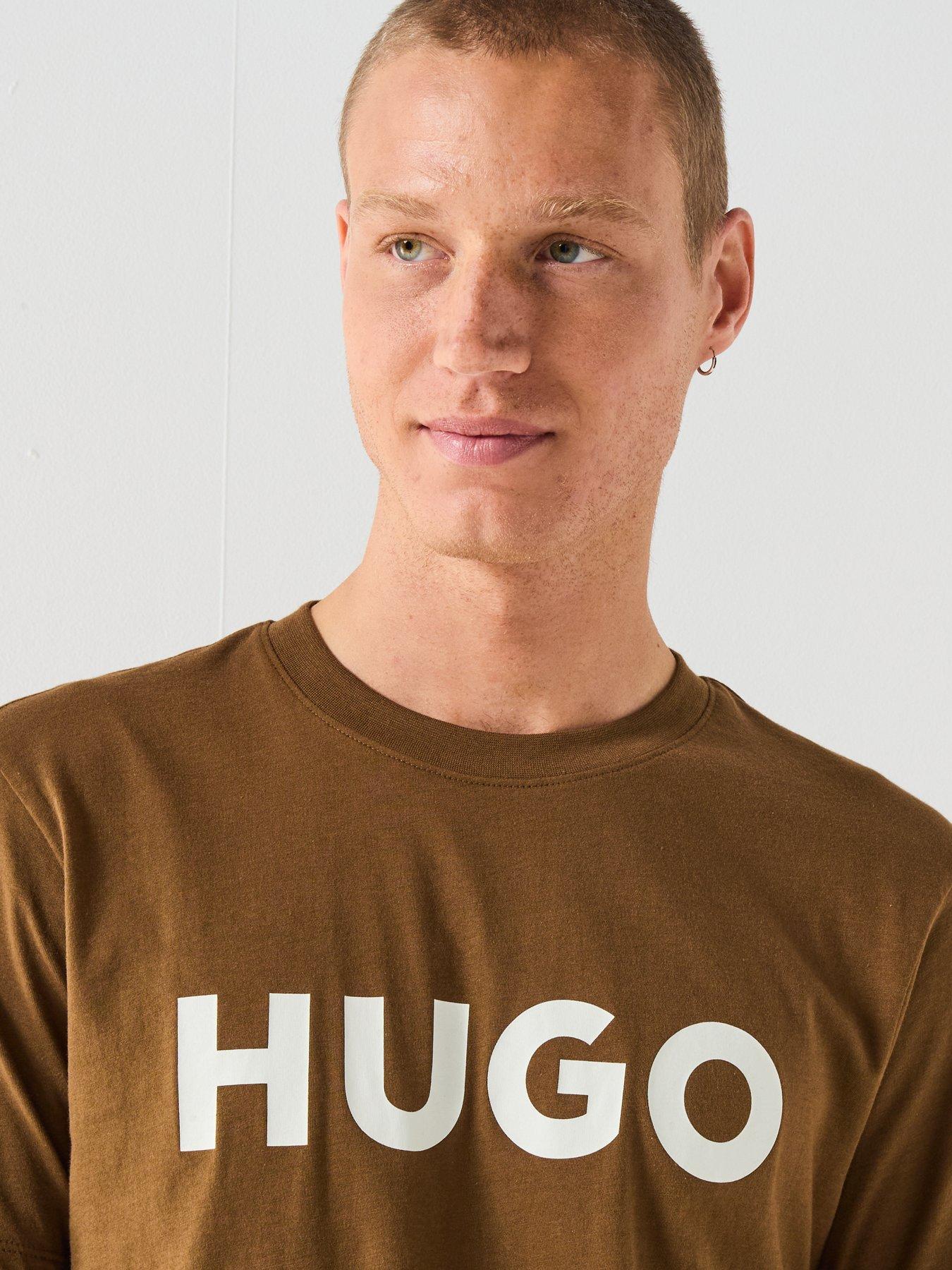  image of hugo-dulivio-regular-fit-large-logo-t-shirt-brown