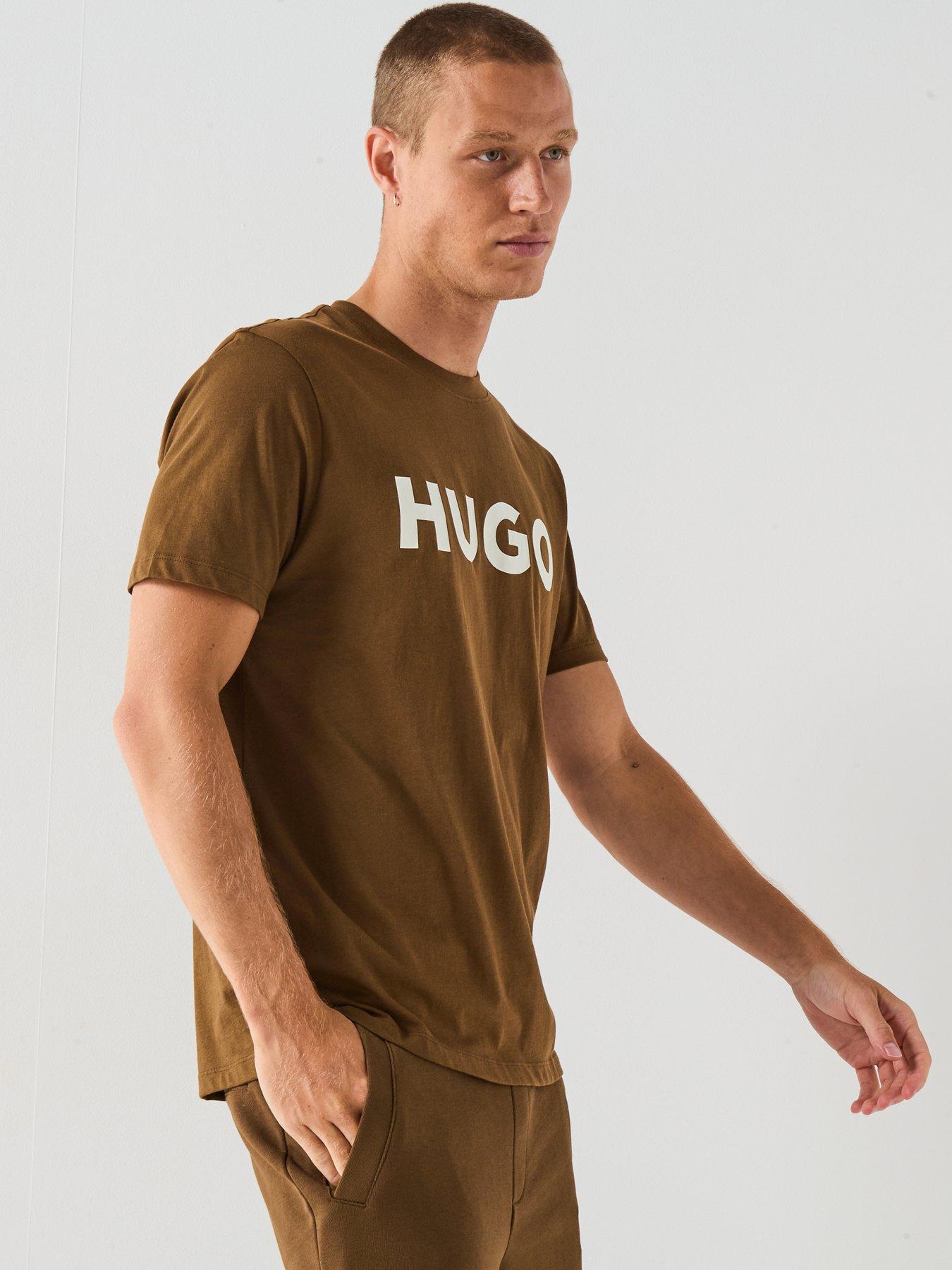 Image 6 of 6 of HUGO Dulivio Regular Fit Large Logo T-Shirt - Brown