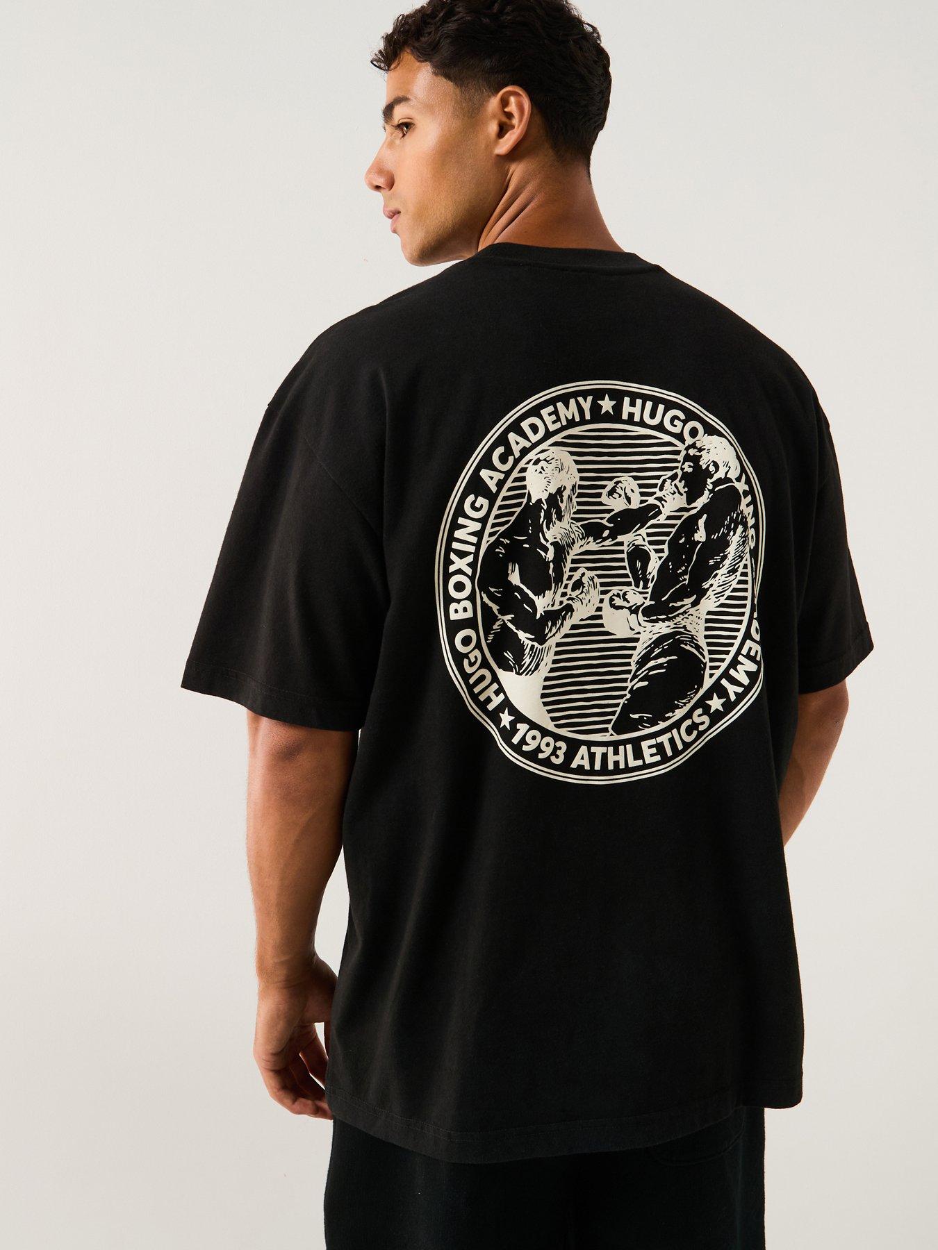 HUGO Oversized Fit Back Print Dwresto Sport Print T-Shirt - Black