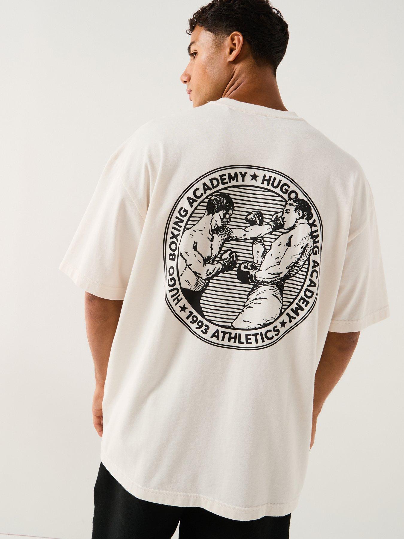 HUGO Oversized Fit Back Print Dwresto Sport Print T-Shirt - White