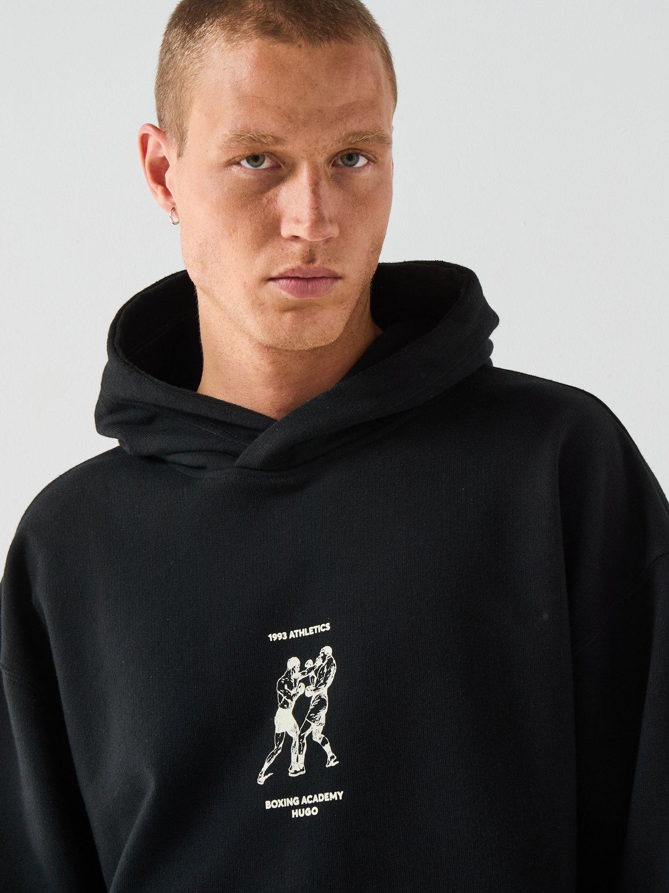 Image 4 of 6 of HUGO Oversized Fit Duwrestie Back Print Crew Sweat - Black