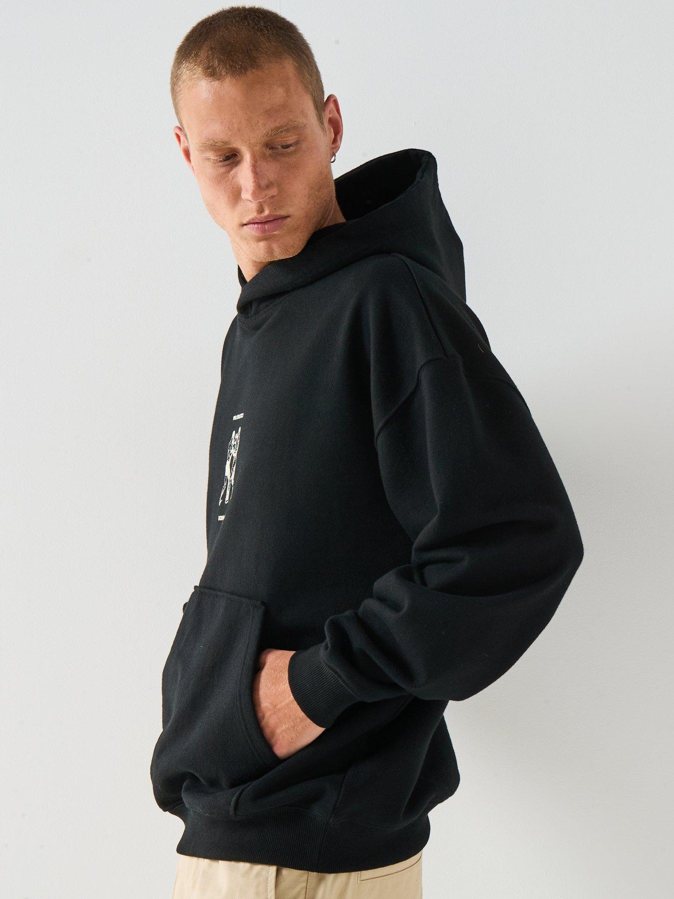Image 6 of 6 of HUGO Oversized Fit Duwrestie Back Print Crew Sweat - Black