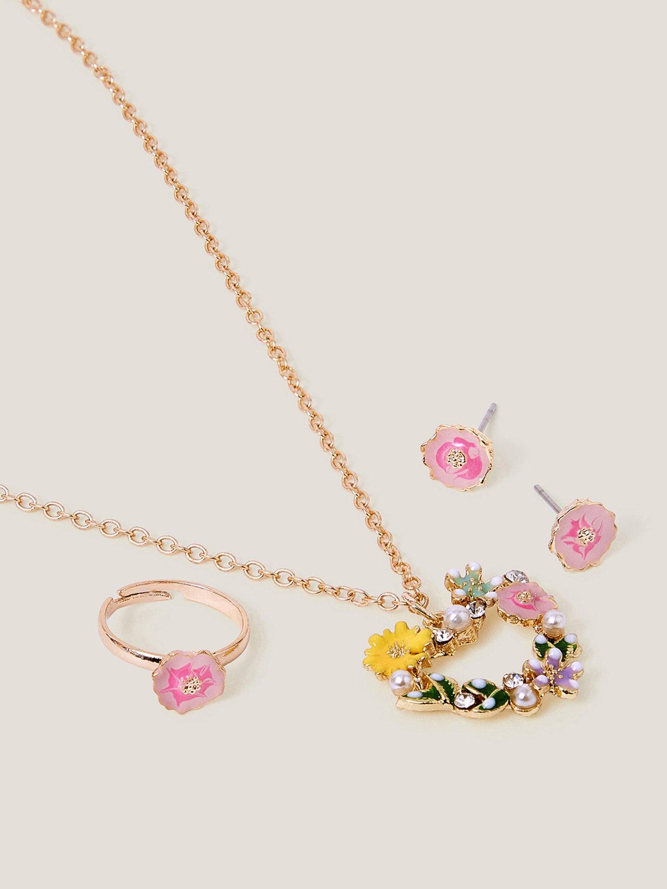  image of monsoon-girls-flower-heart-jewellery-set-multi