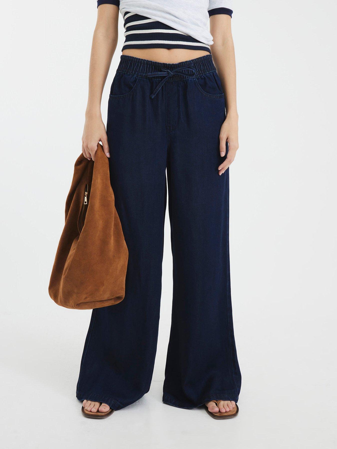 River Island Wide Leg Pants - Blue