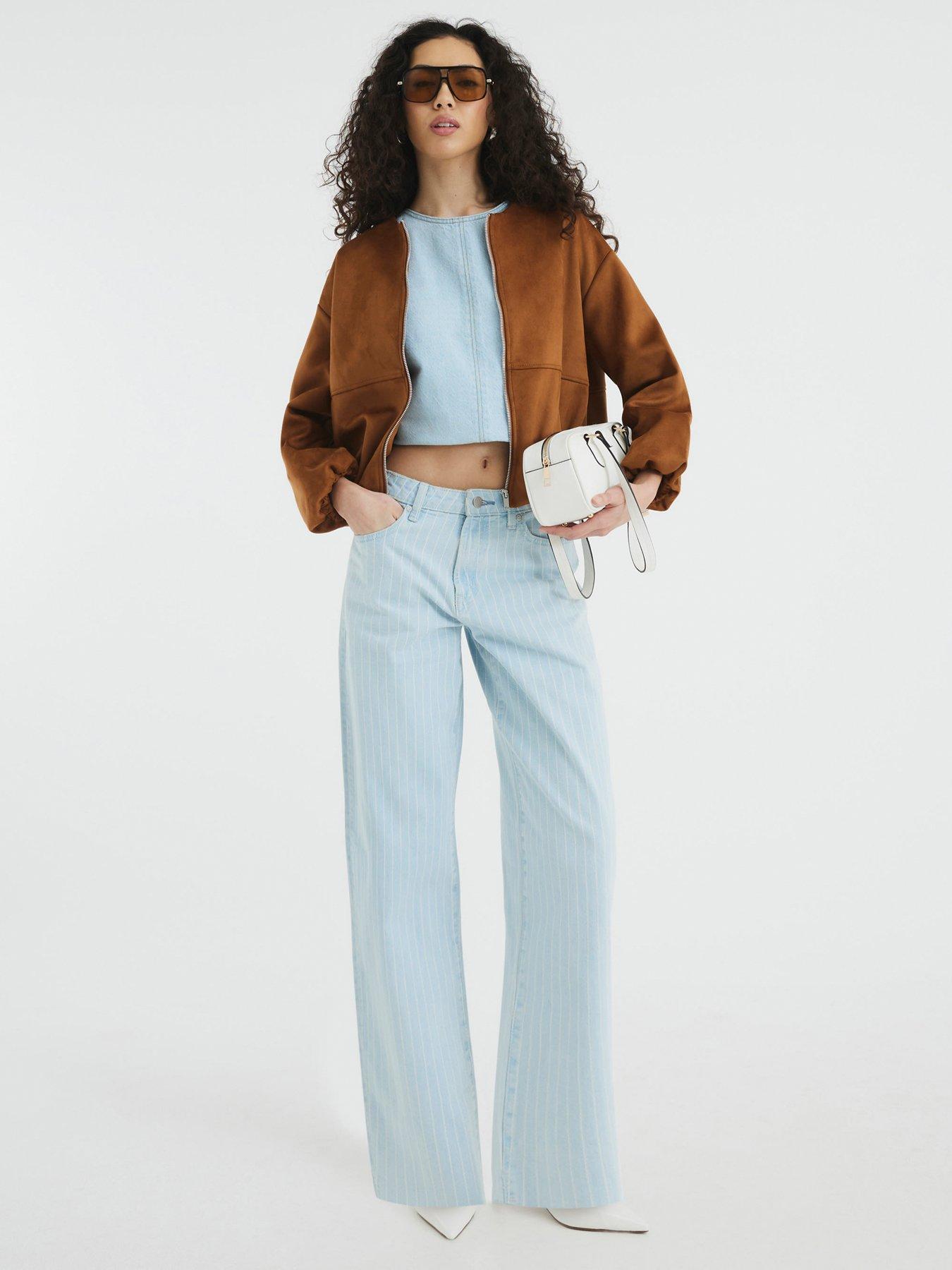 River Island Seamed Barrel Stripe Jeans - Blue