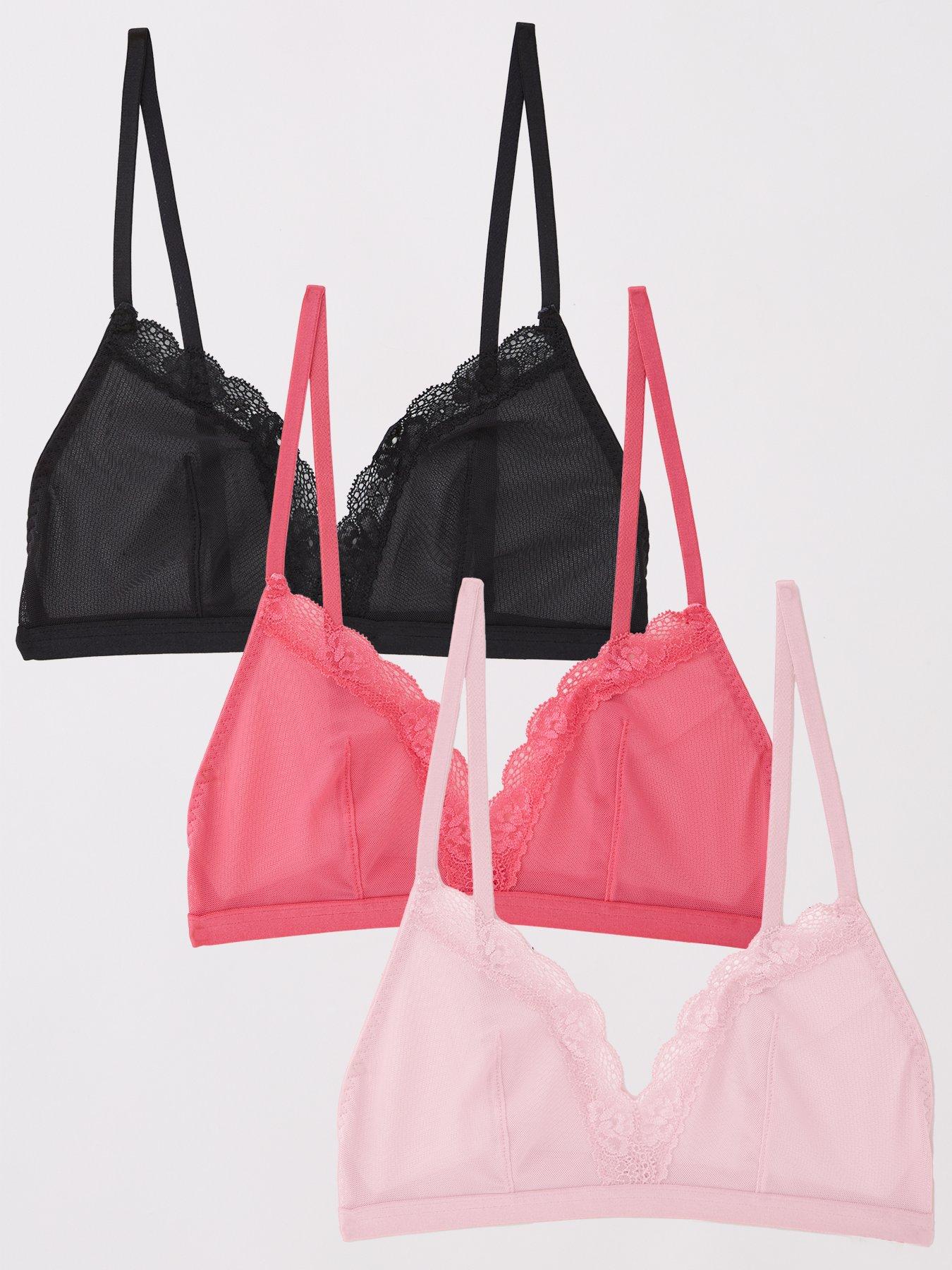 DORINA Misha 3pk Non Padded Bralette - Pink/Black