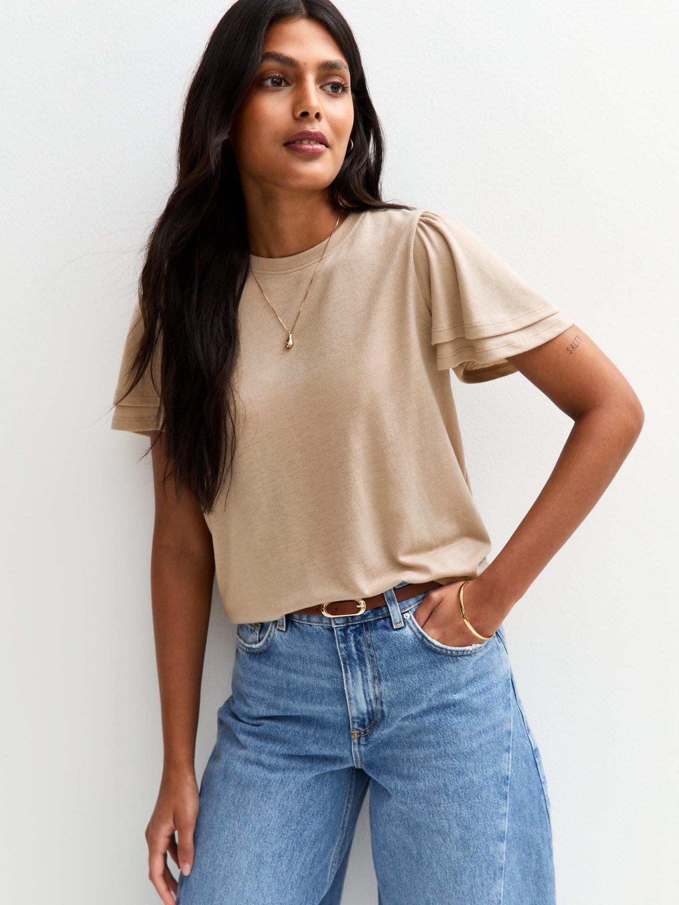 undefined Mink Flutter Sleeve T-Shirt - Grey