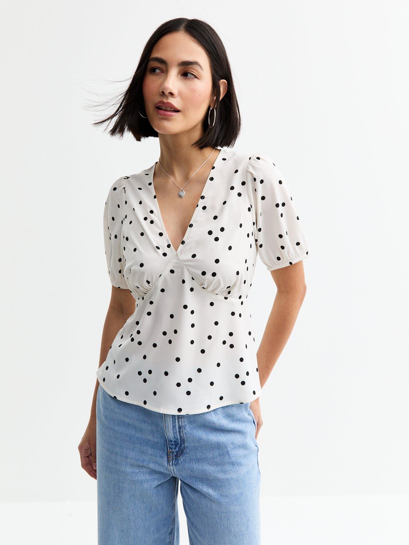 new-look-white-spot-print-v-neck-tea-blouse