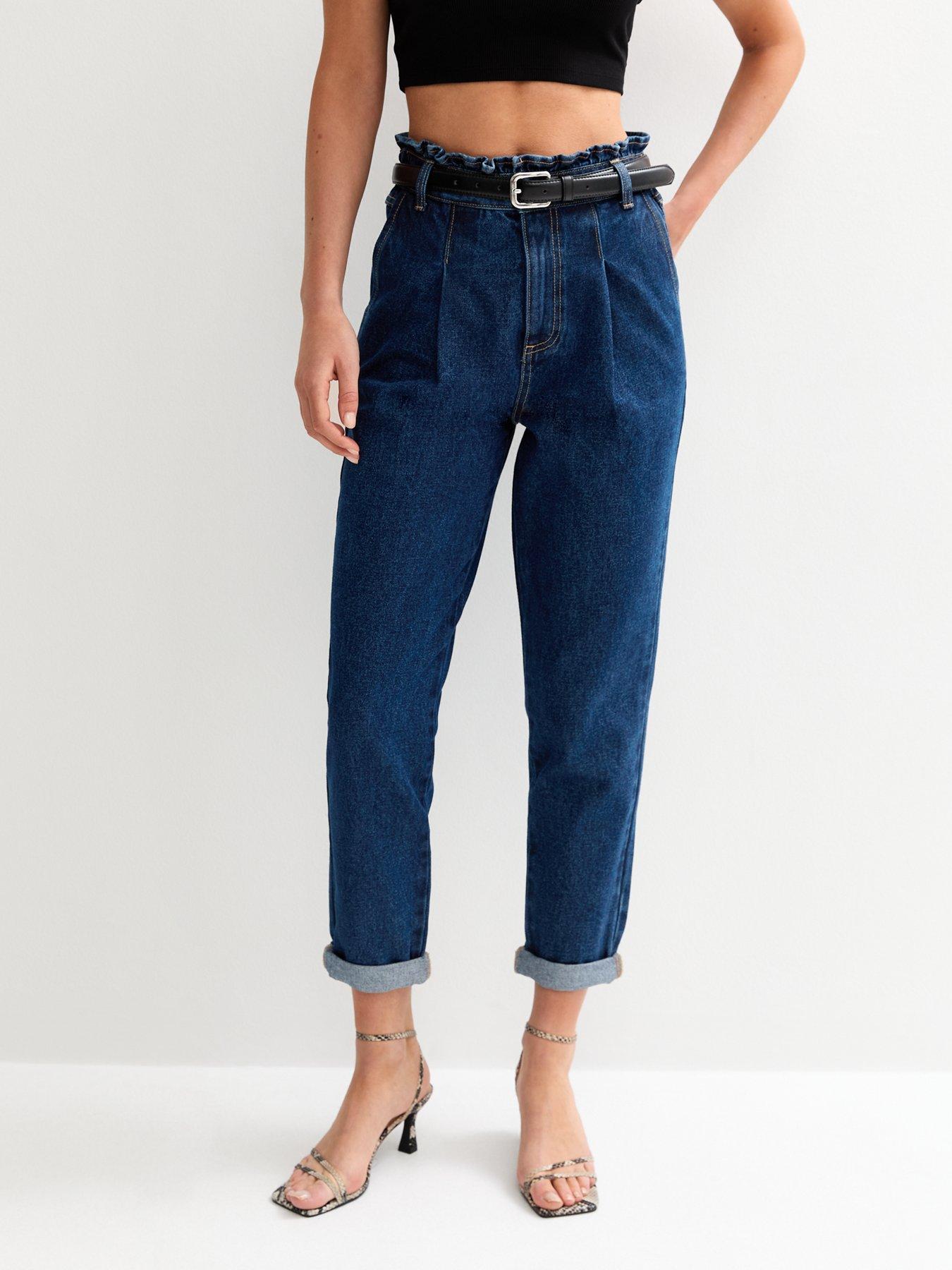 New Look Blue Denim Paperbag Waist Jeans