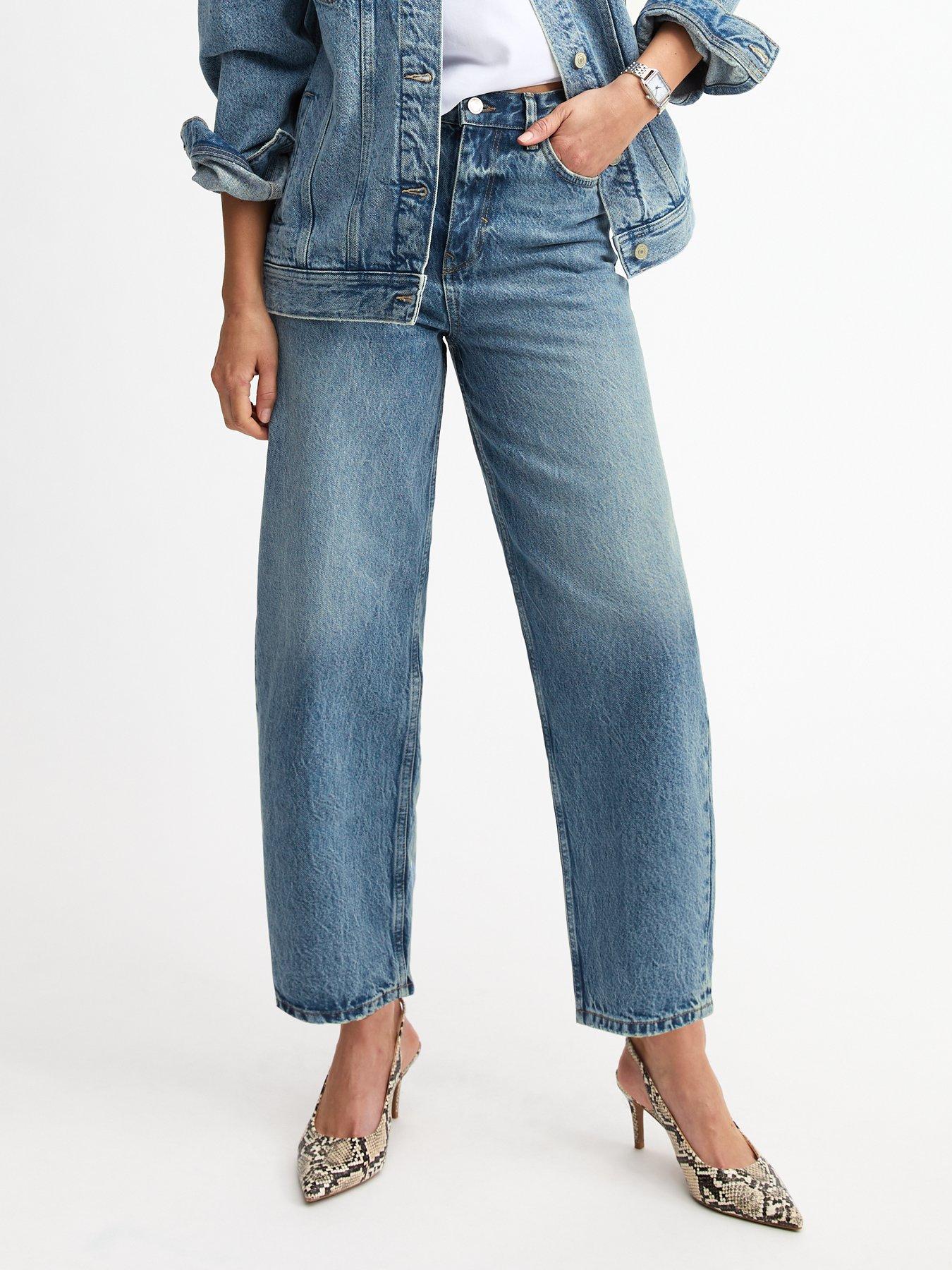 New Look Ankle Grazer Barrel Leg Jeans - Blue