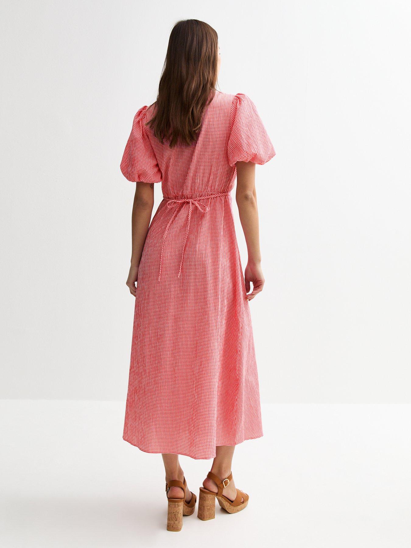 fitted lace wedding dress The Red Boat Neck Plaid Mini Dress