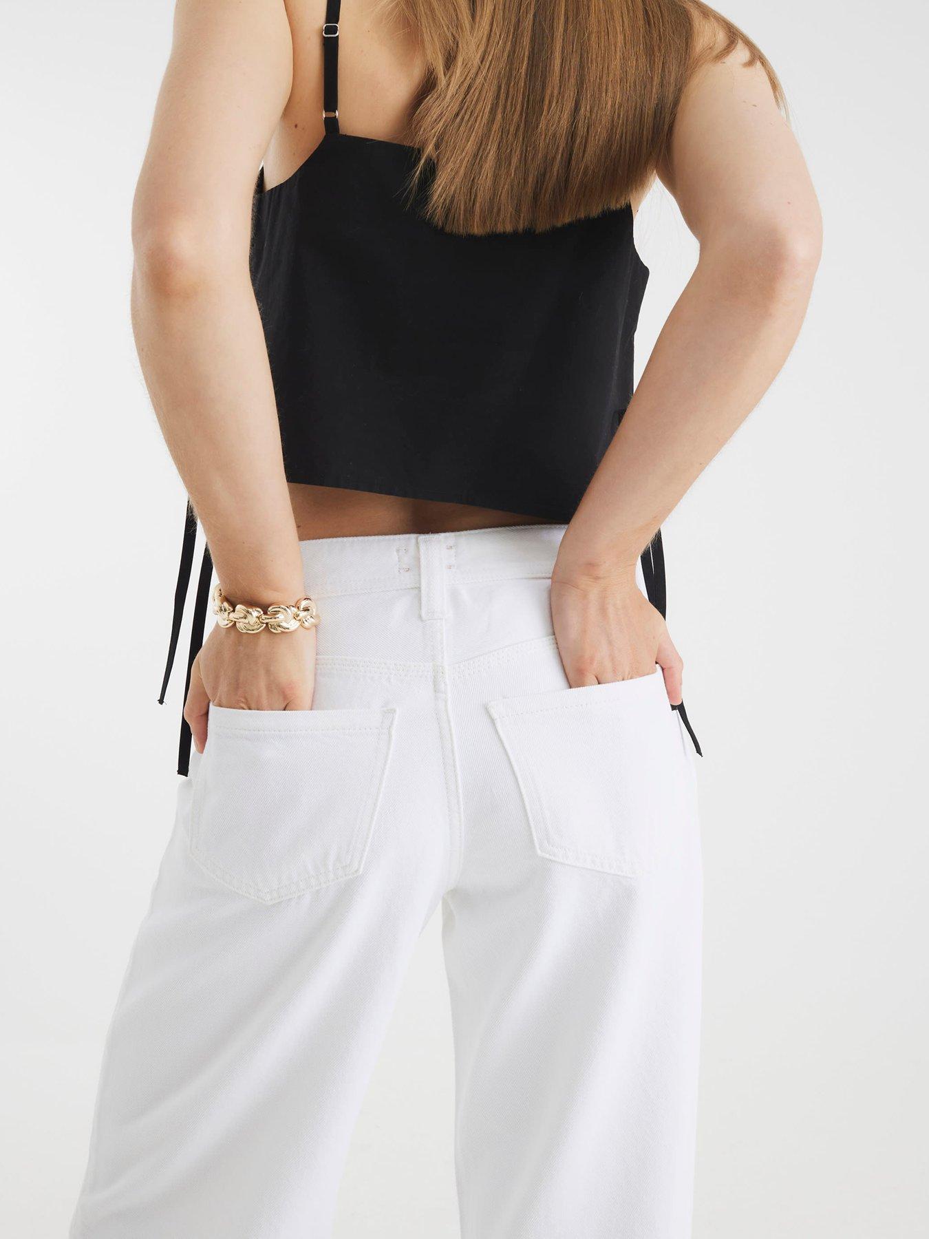  image of river-island-tailored-baggy-jeans-white