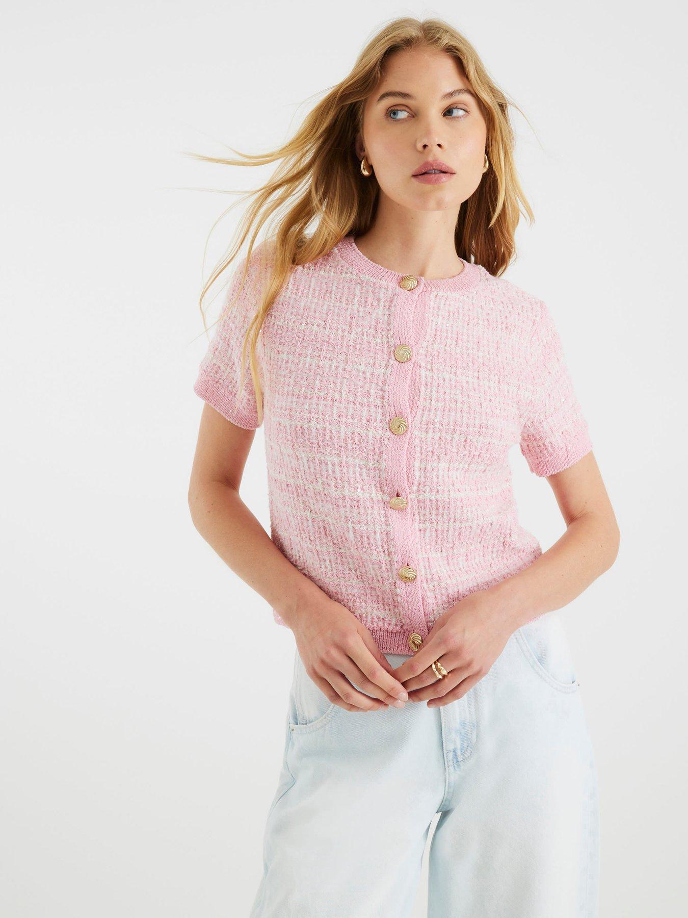 undefined Short Sleeve Boutique Cardigan - Pink