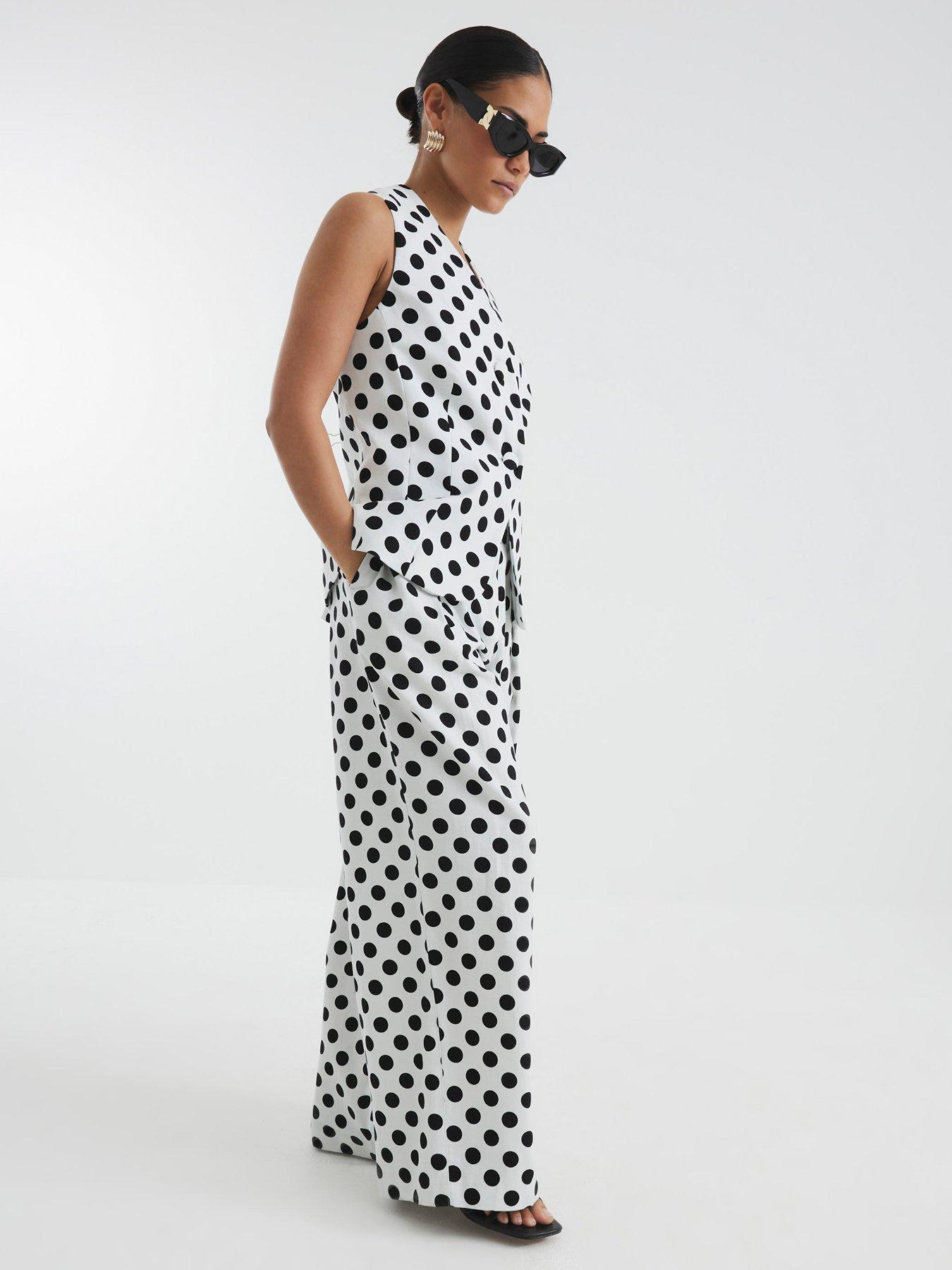  image of river-island-petite-polka-dot-wide-leg-trousers