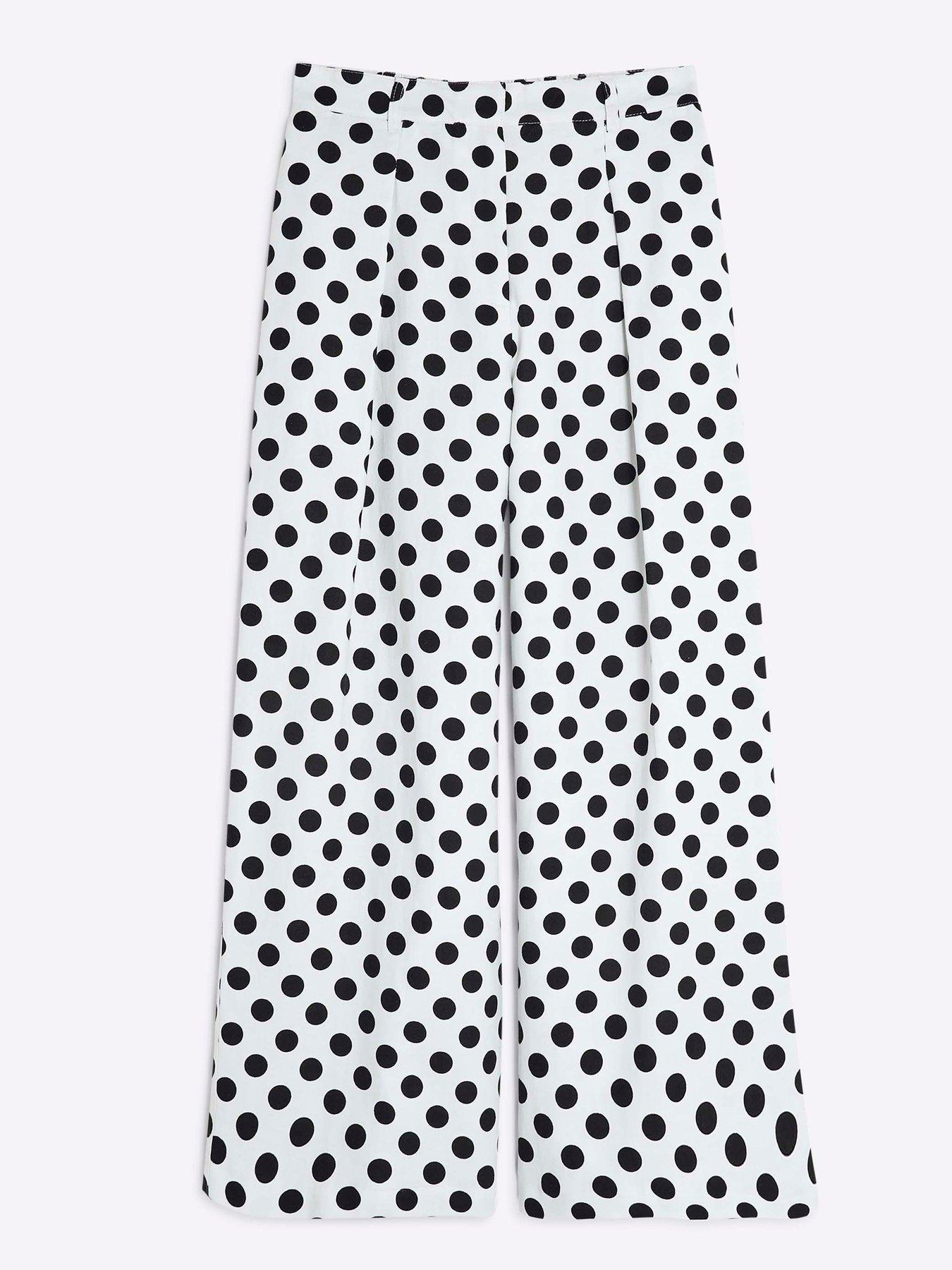  image of river-island-petite-polka-dot-wide-leg-trousers