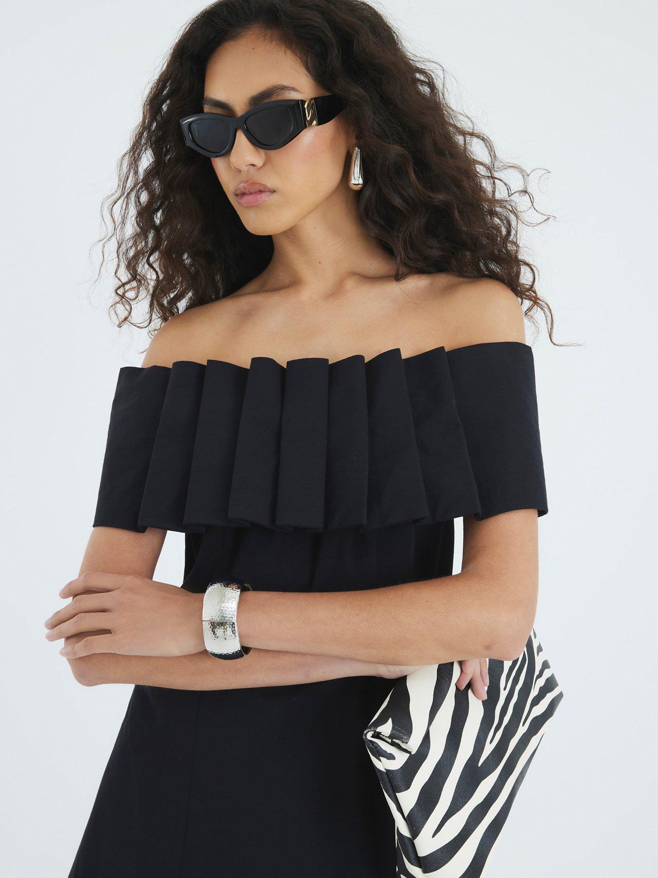 River Island Bardot Bow Mini Shift Dress Black Littlewoods